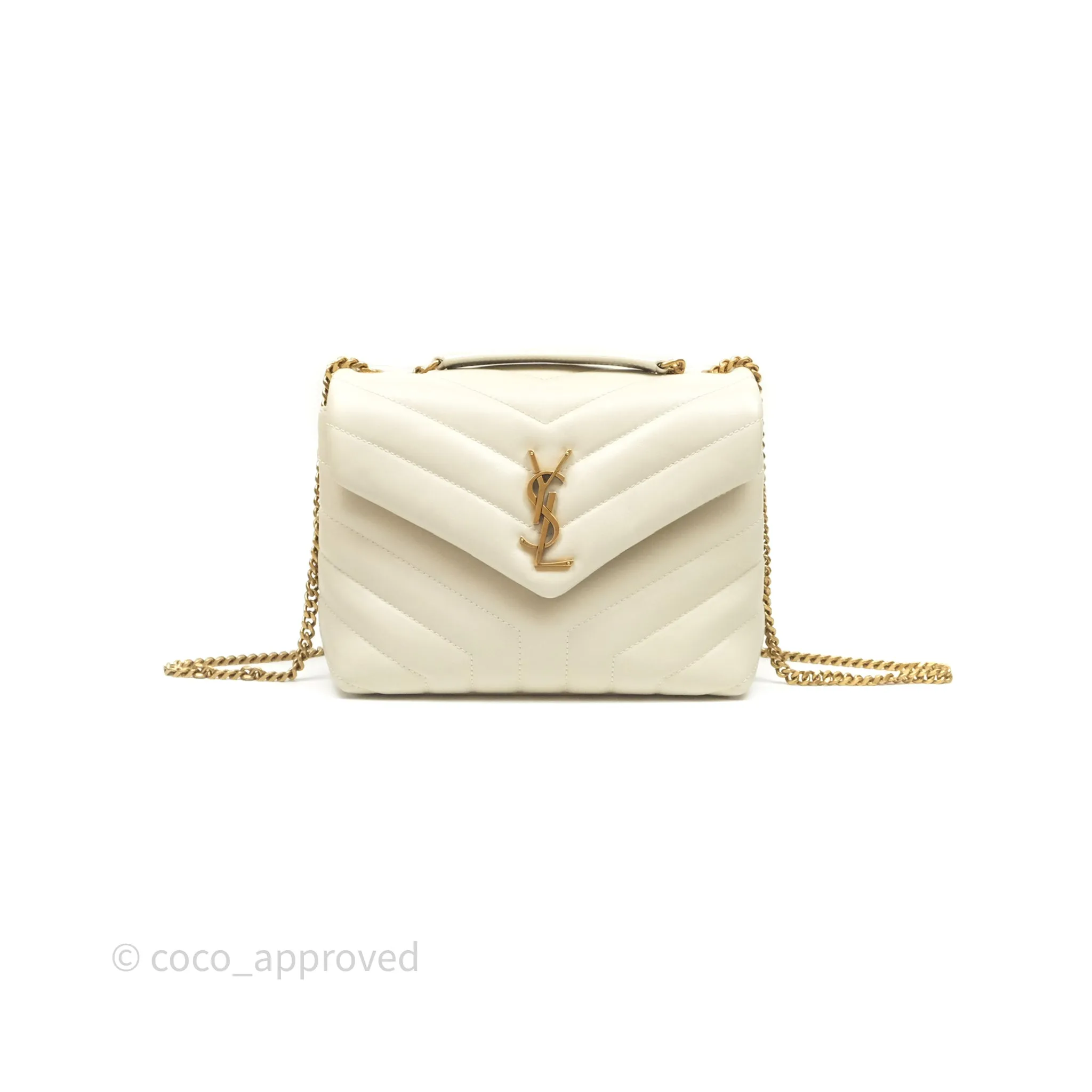 Saint Laurent Loulou Small Flap Bag Beige Calfskin Gold Hardware