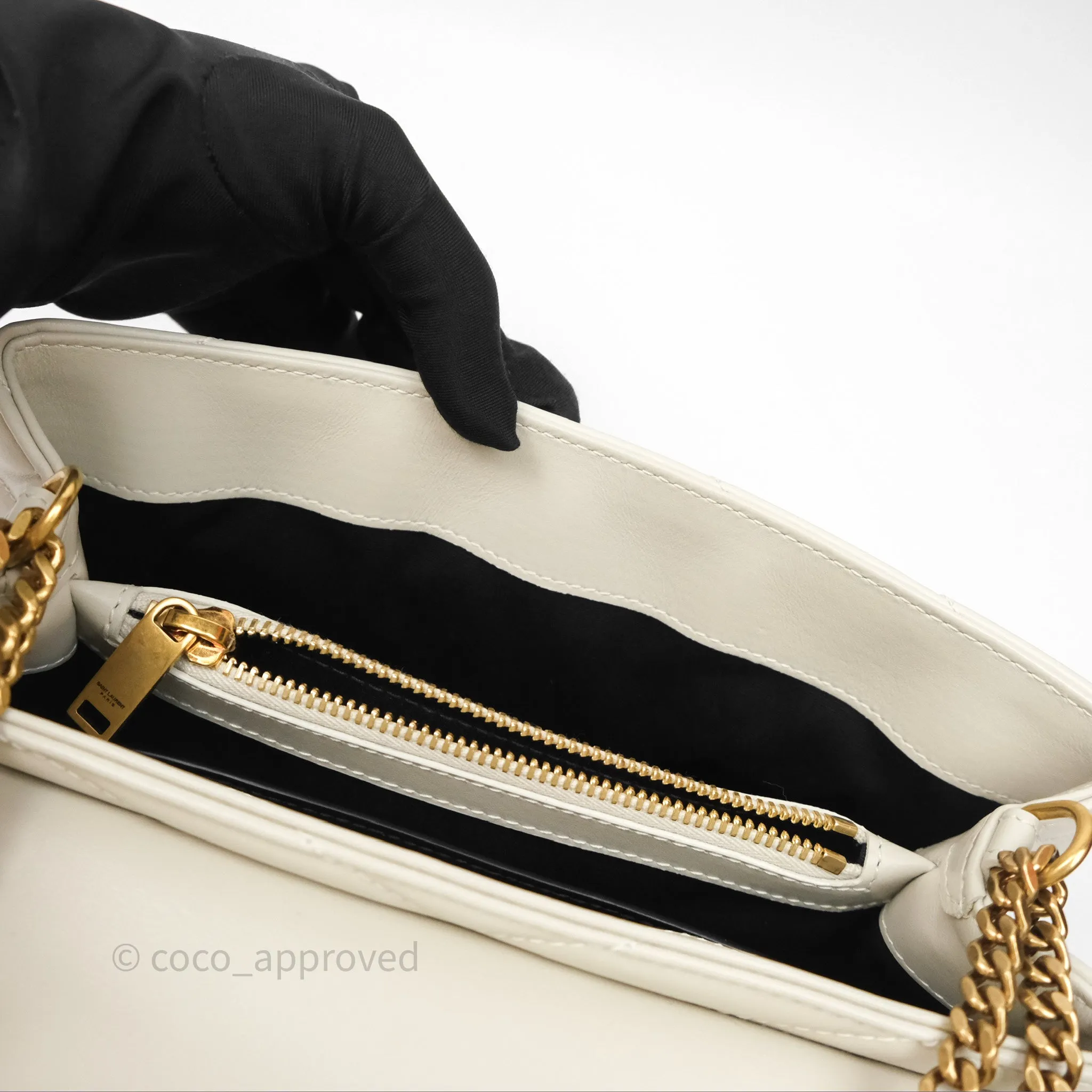 Saint Laurent Loulou Small Flap Bag Beige Calfskin Gold Hardware