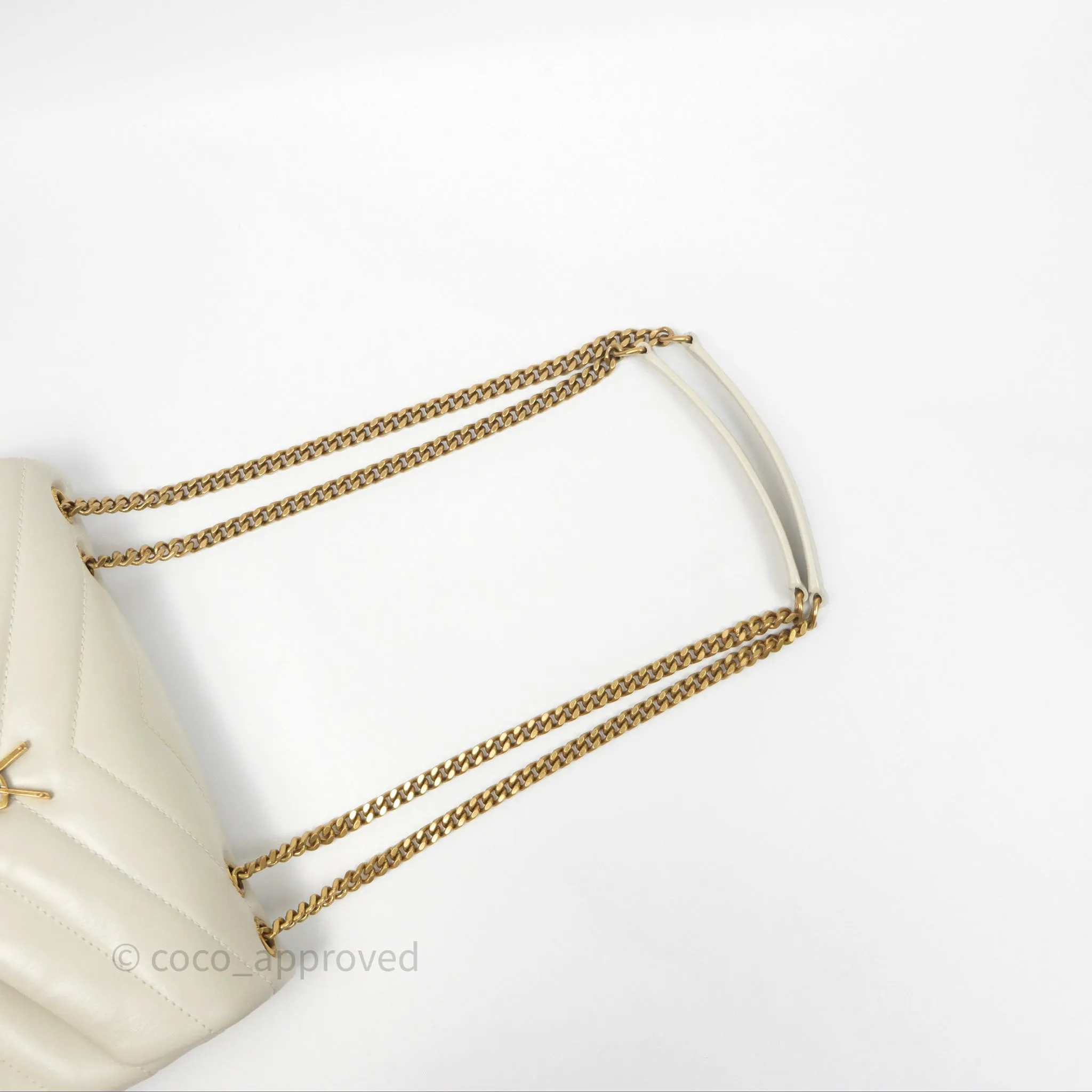 Saint Laurent Loulou Small Flap Bag Beige Calfskin Gold Hardware