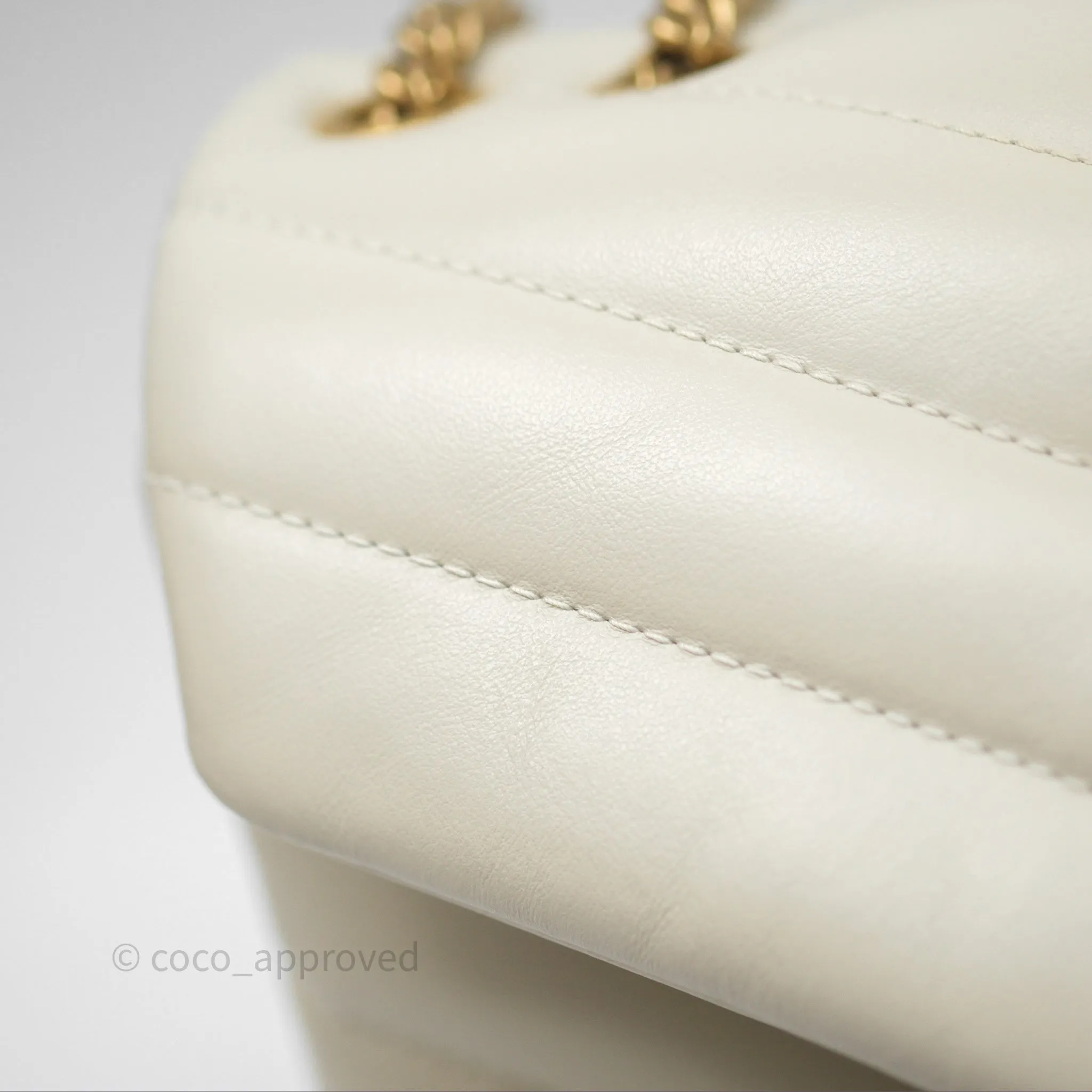 Saint Laurent Loulou Small Flap Bag Beige Calfskin Gold Hardware