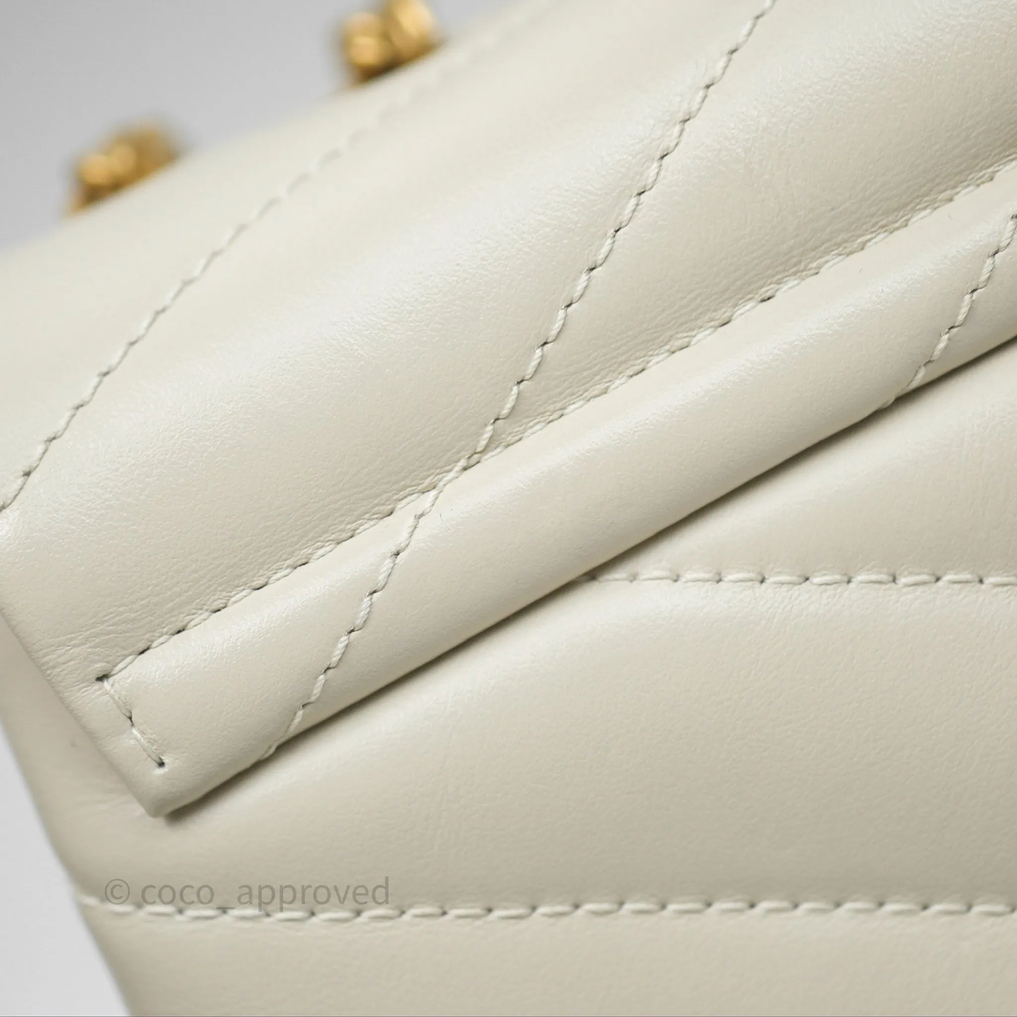 Saint Laurent Loulou Small Flap Bag Beige Calfskin Gold Hardware