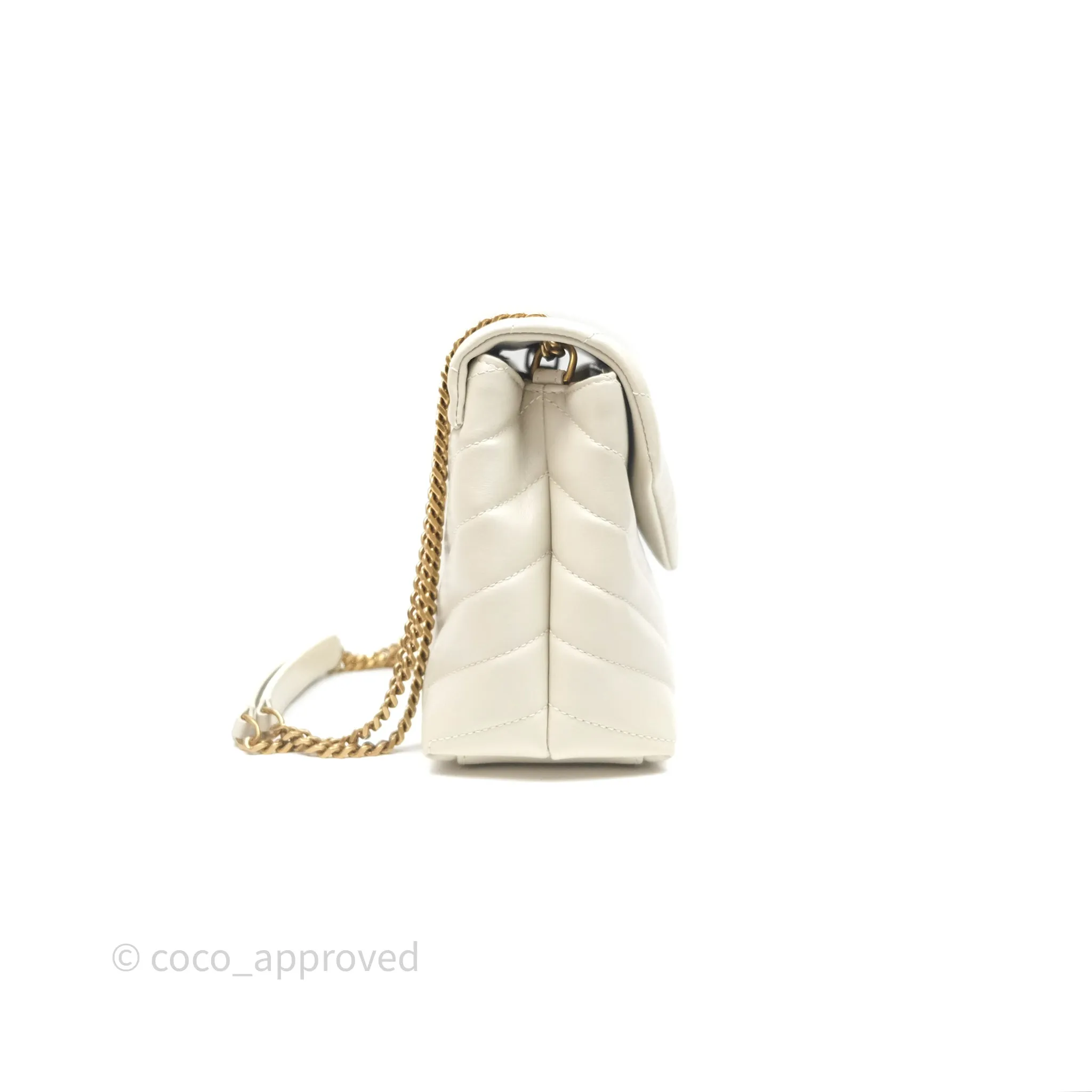 Saint Laurent Loulou Small Flap Bag Beige Calfskin Gold Hardware