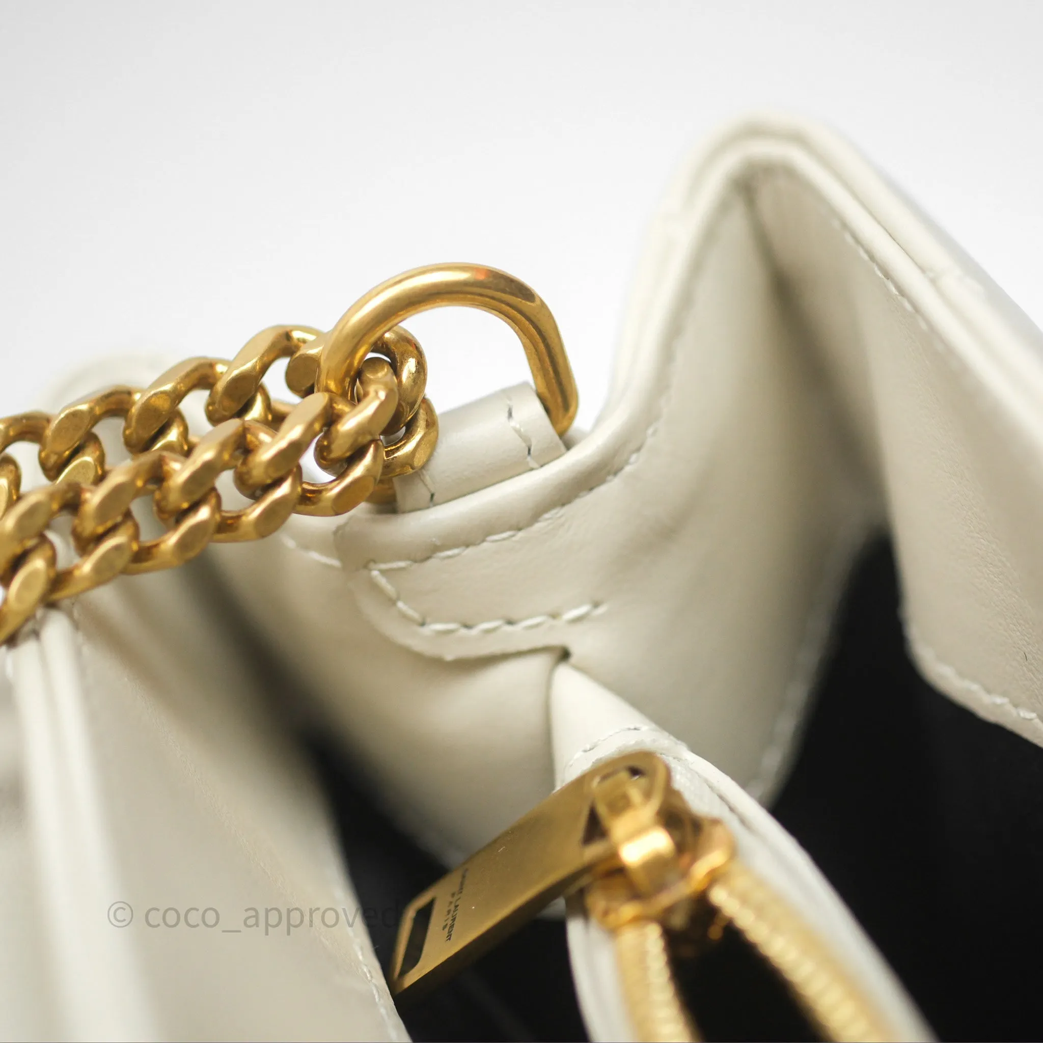 Saint Laurent Loulou Small Flap Bag Beige Calfskin Gold Hardware