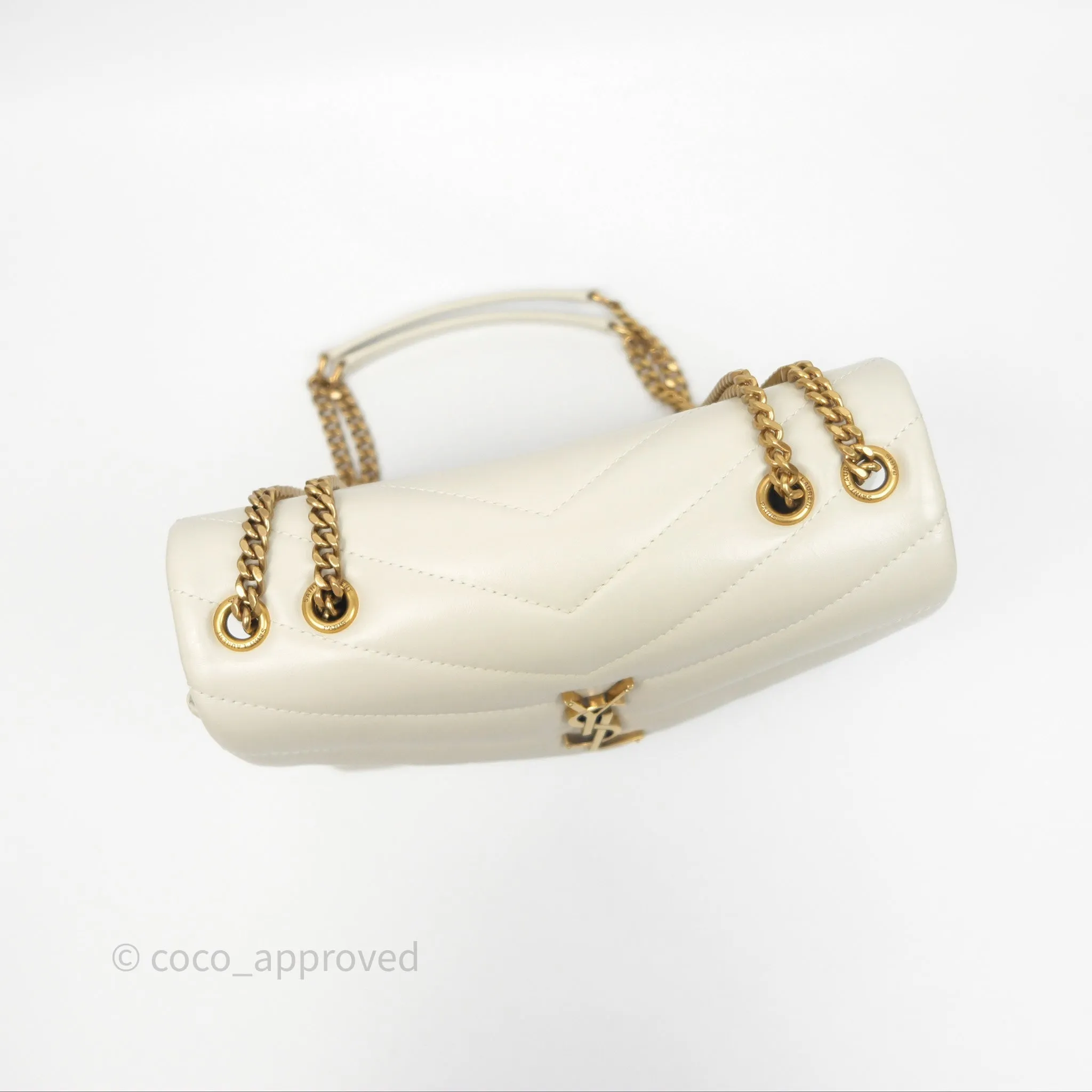 Saint Laurent Loulou Small Flap Bag Beige Calfskin Gold Hardware