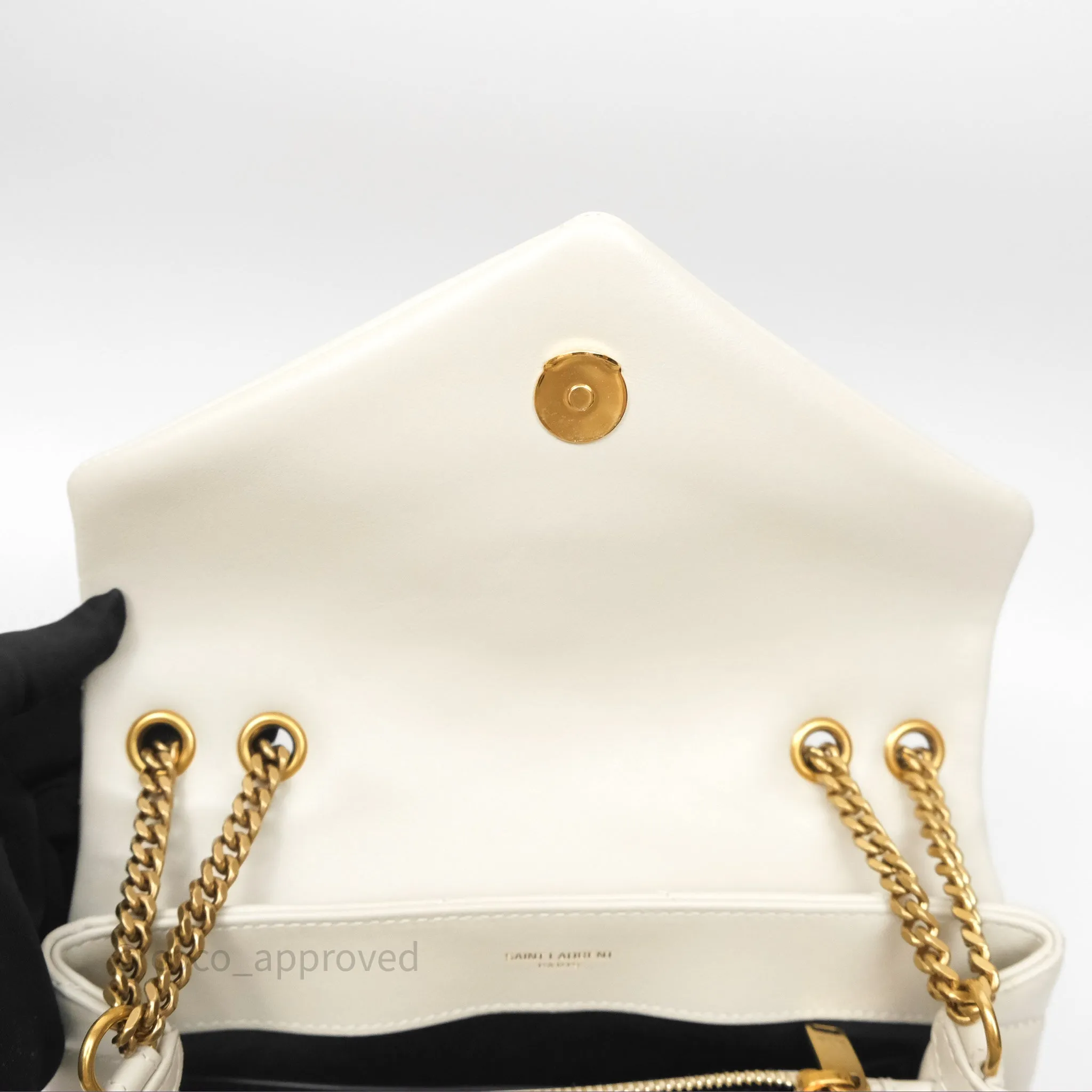 Saint Laurent Loulou Small Flap Bag Beige Calfskin Gold Hardware