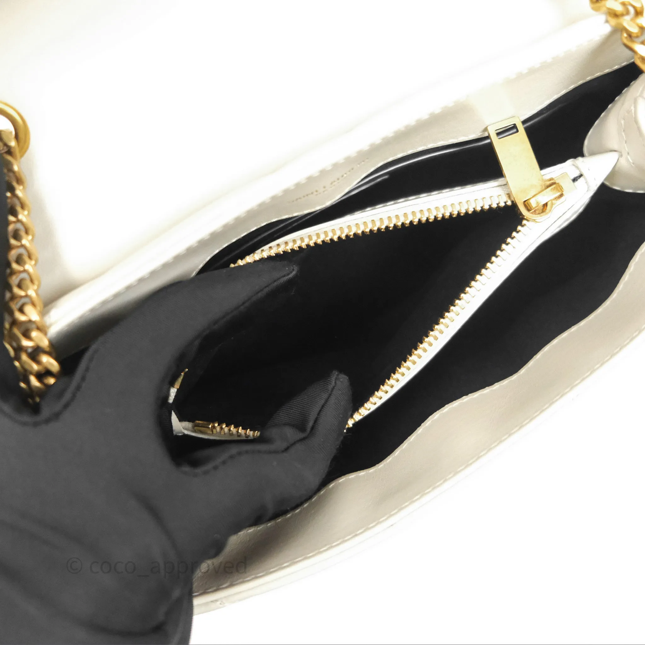 Saint Laurent Loulou Small Flap Bag Beige Calfskin Gold Hardware