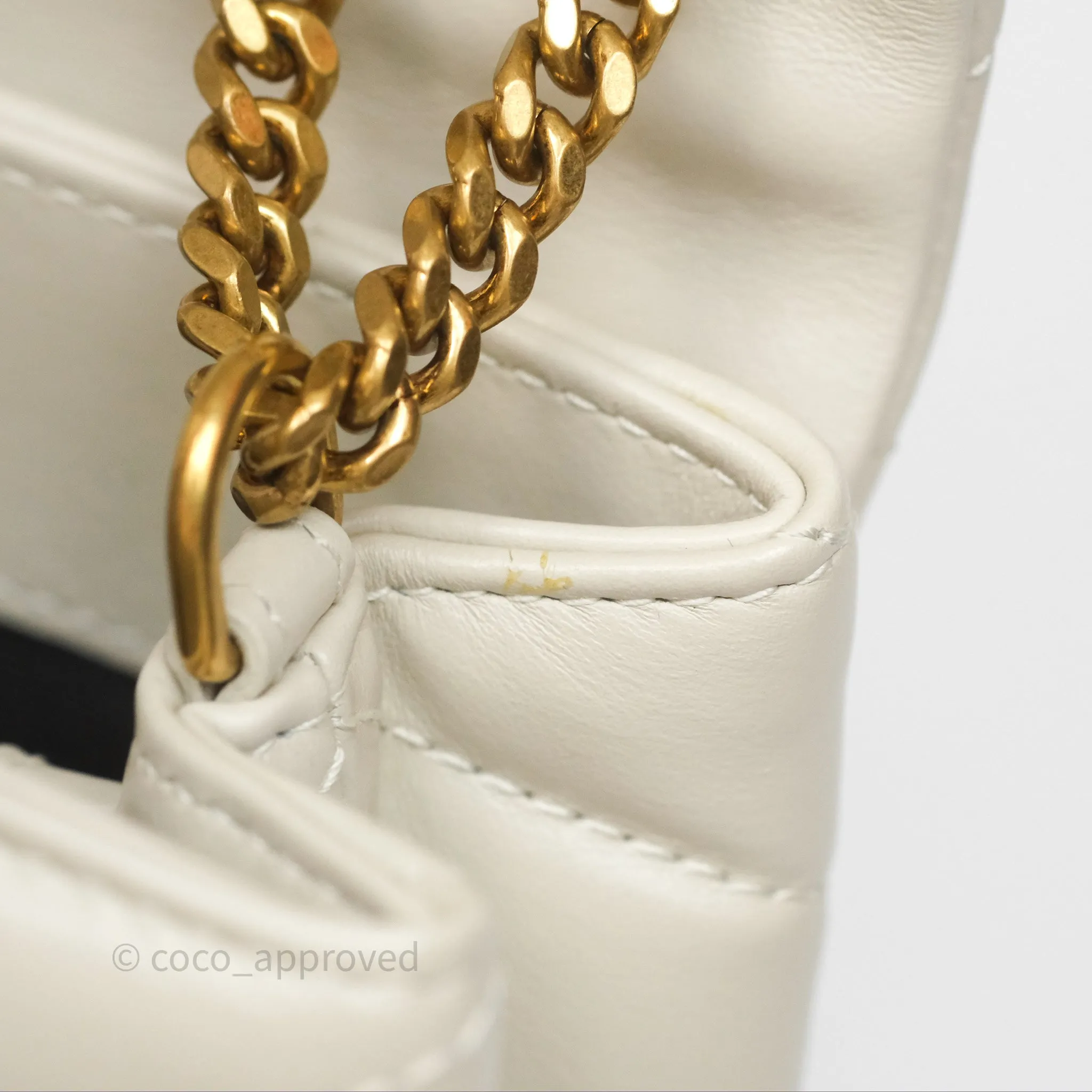 Saint Laurent Loulou Small Flap Bag Beige Calfskin Gold Hardware
