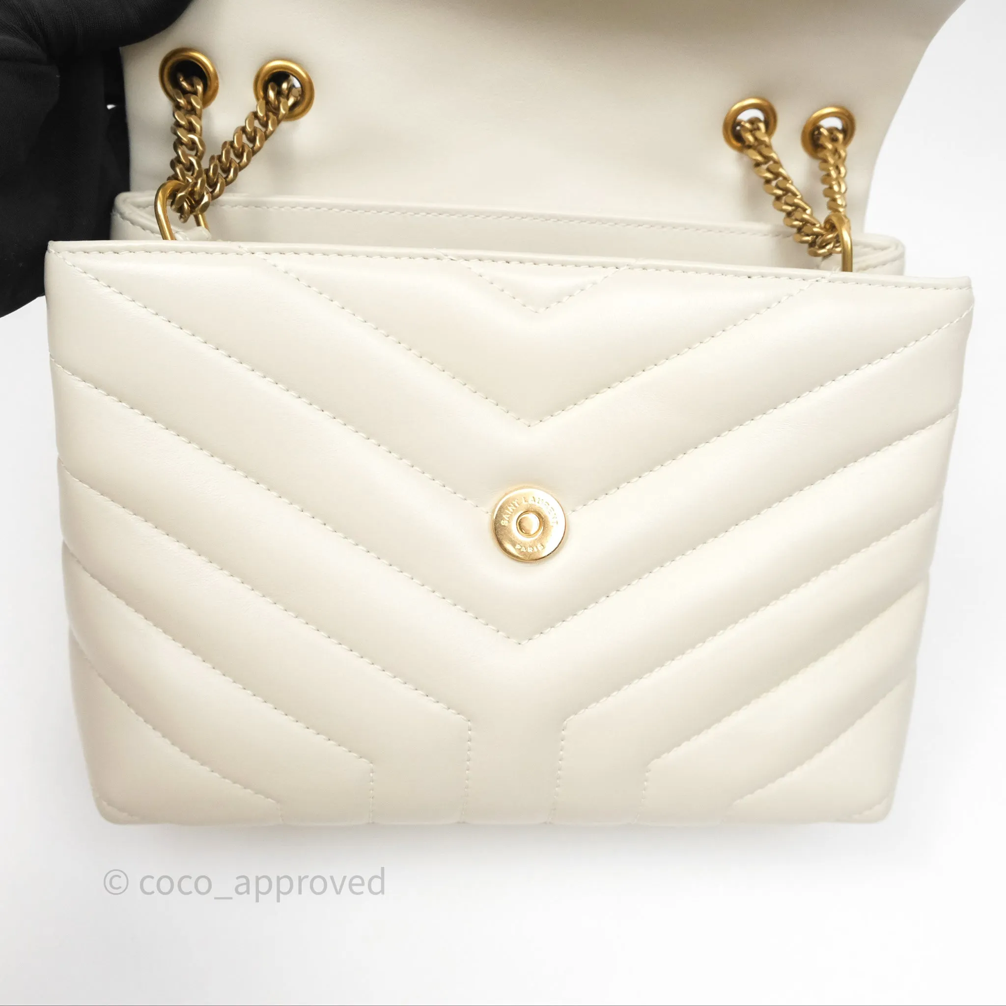 Saint Laurent Loulou Small Flap Bag Beige Calfskin Gold Hardware