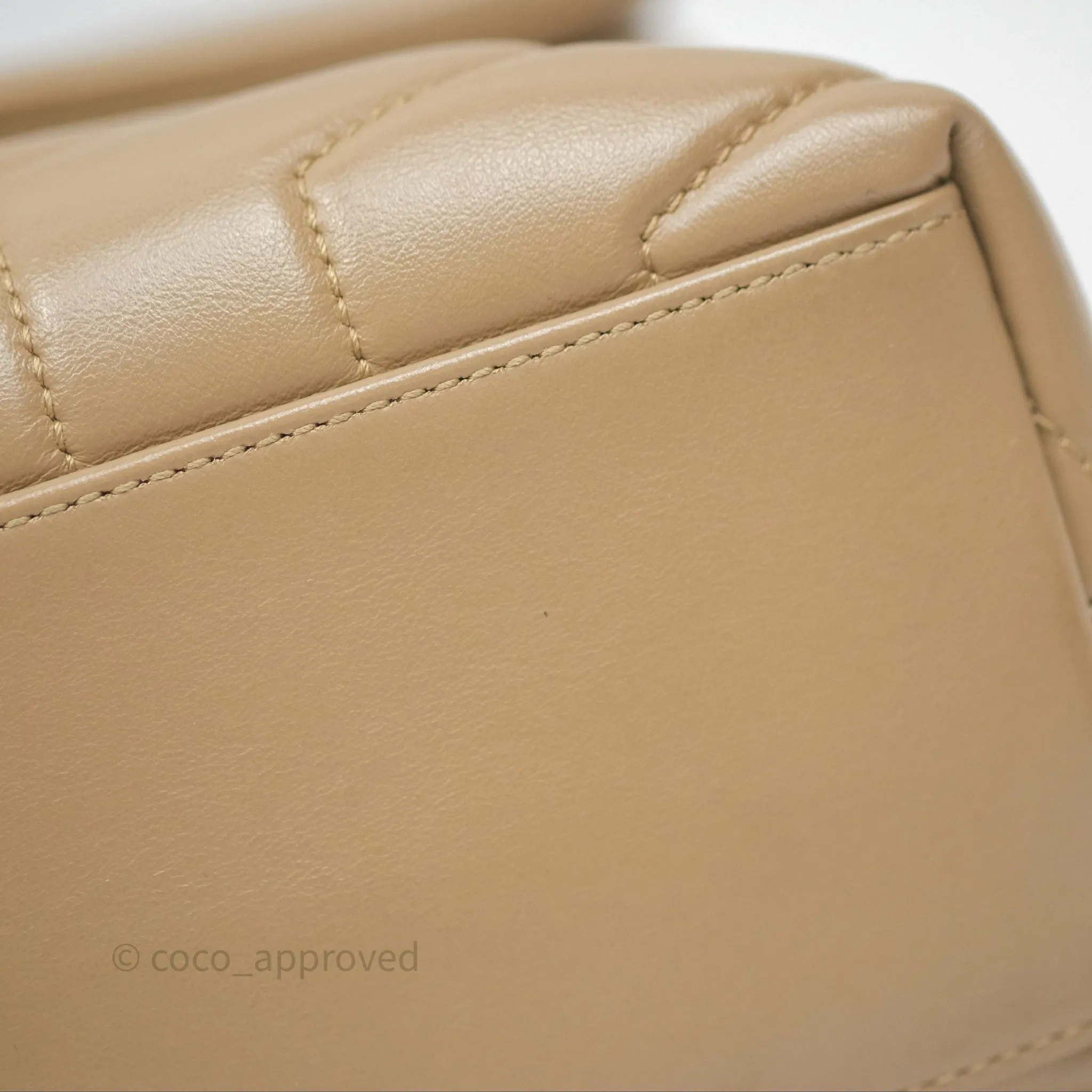 Saint Laurent Loulou Small Flap Bag Beige Gold Hardware