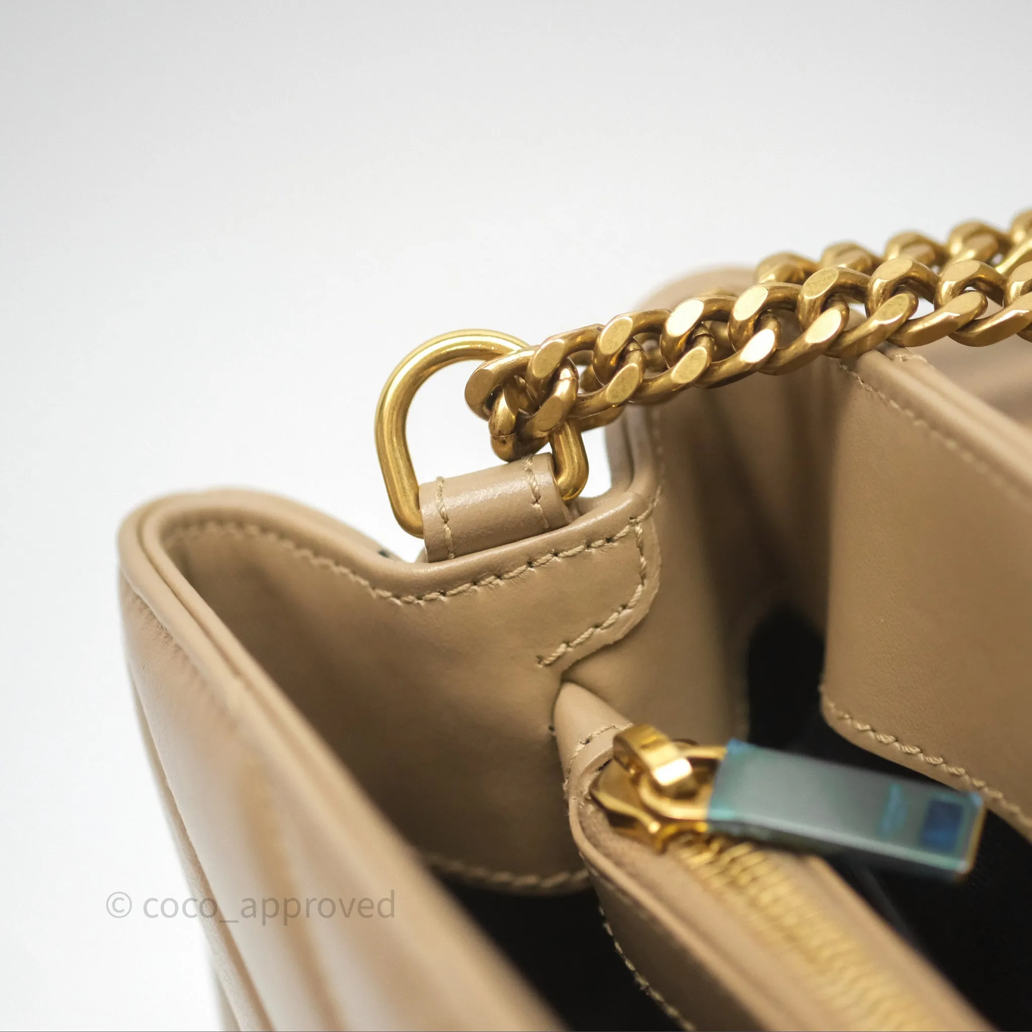 Saint Laurent Loulou Small Flap Bag Beige Gold Hardware