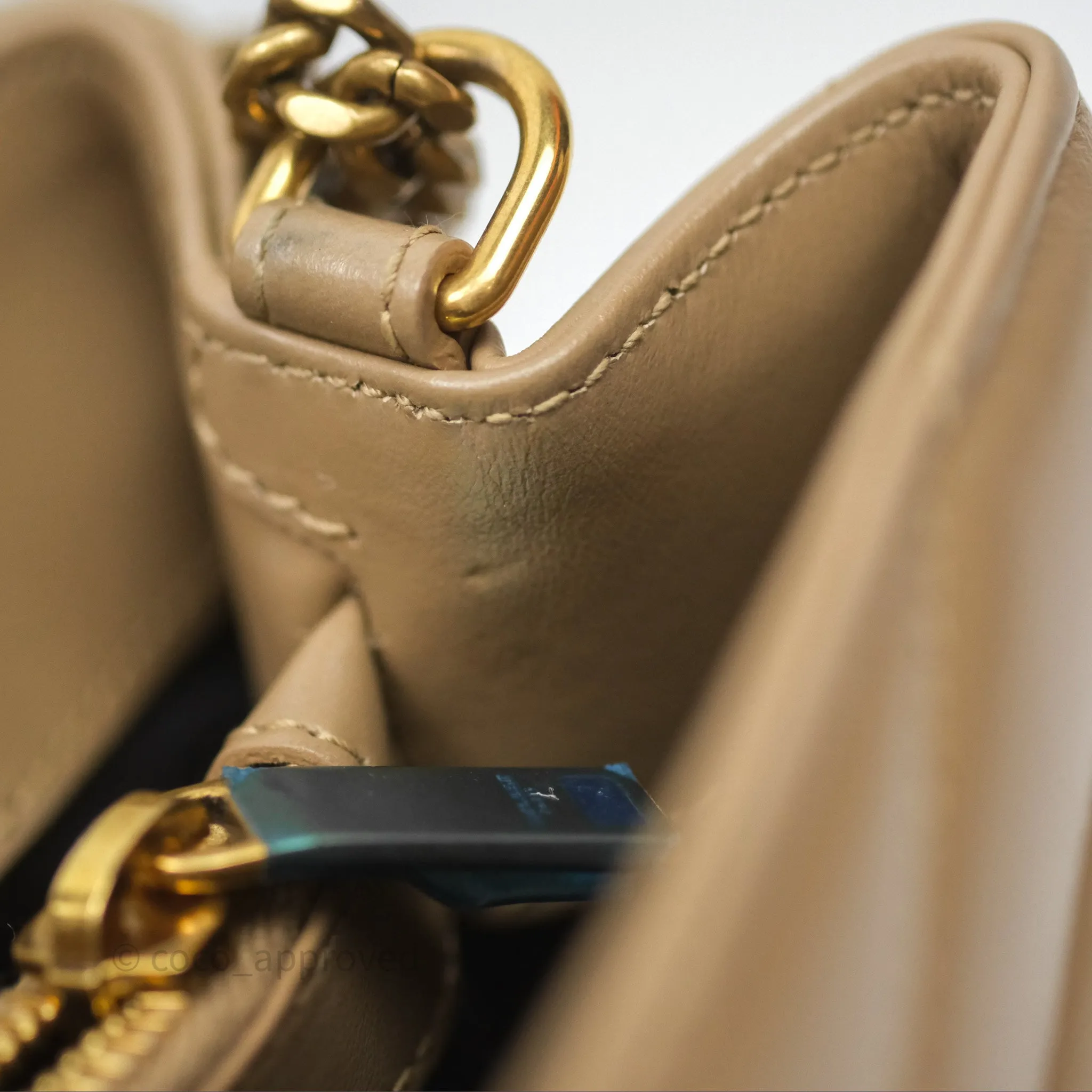 Saint Laurent Loulou Small Flap Bag Beige Gold Hardware