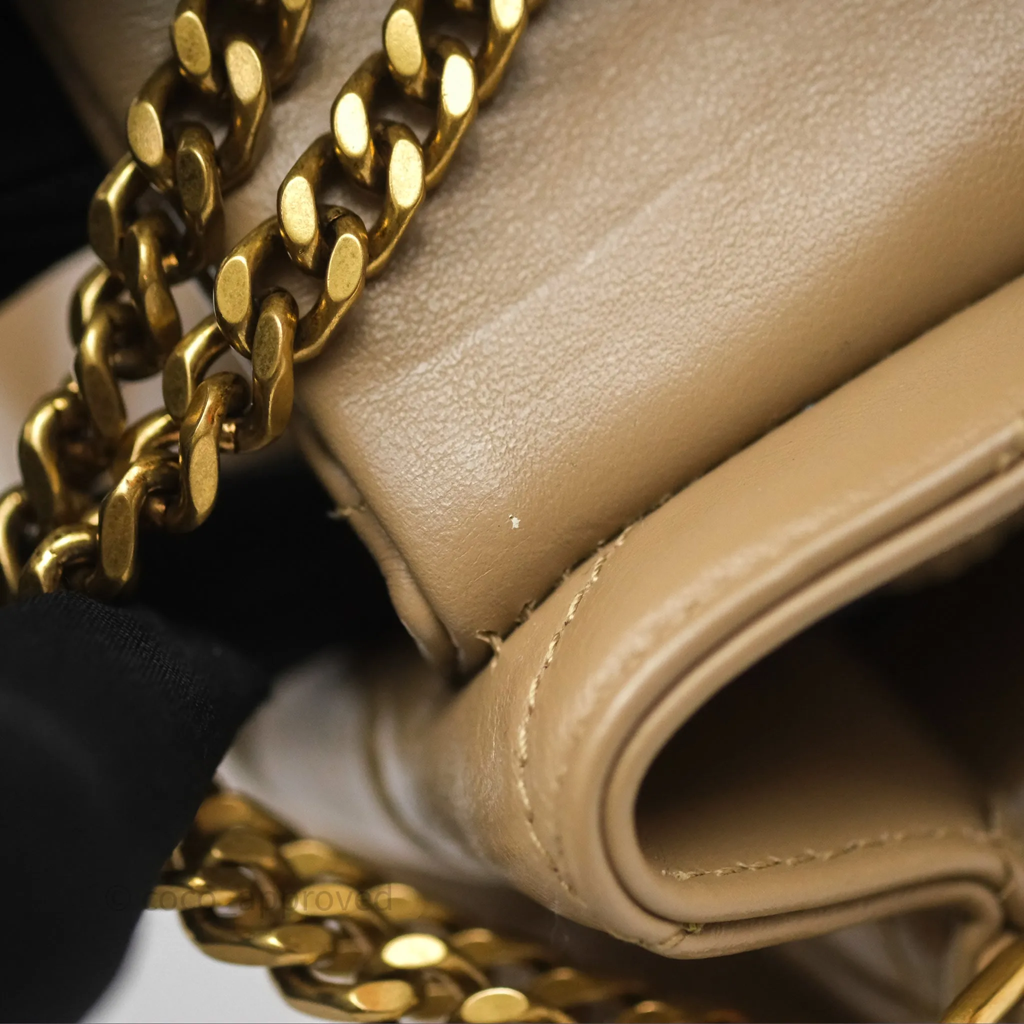 Saint Laurent Loulou Small Flap Bag Beige Gold Hardware
