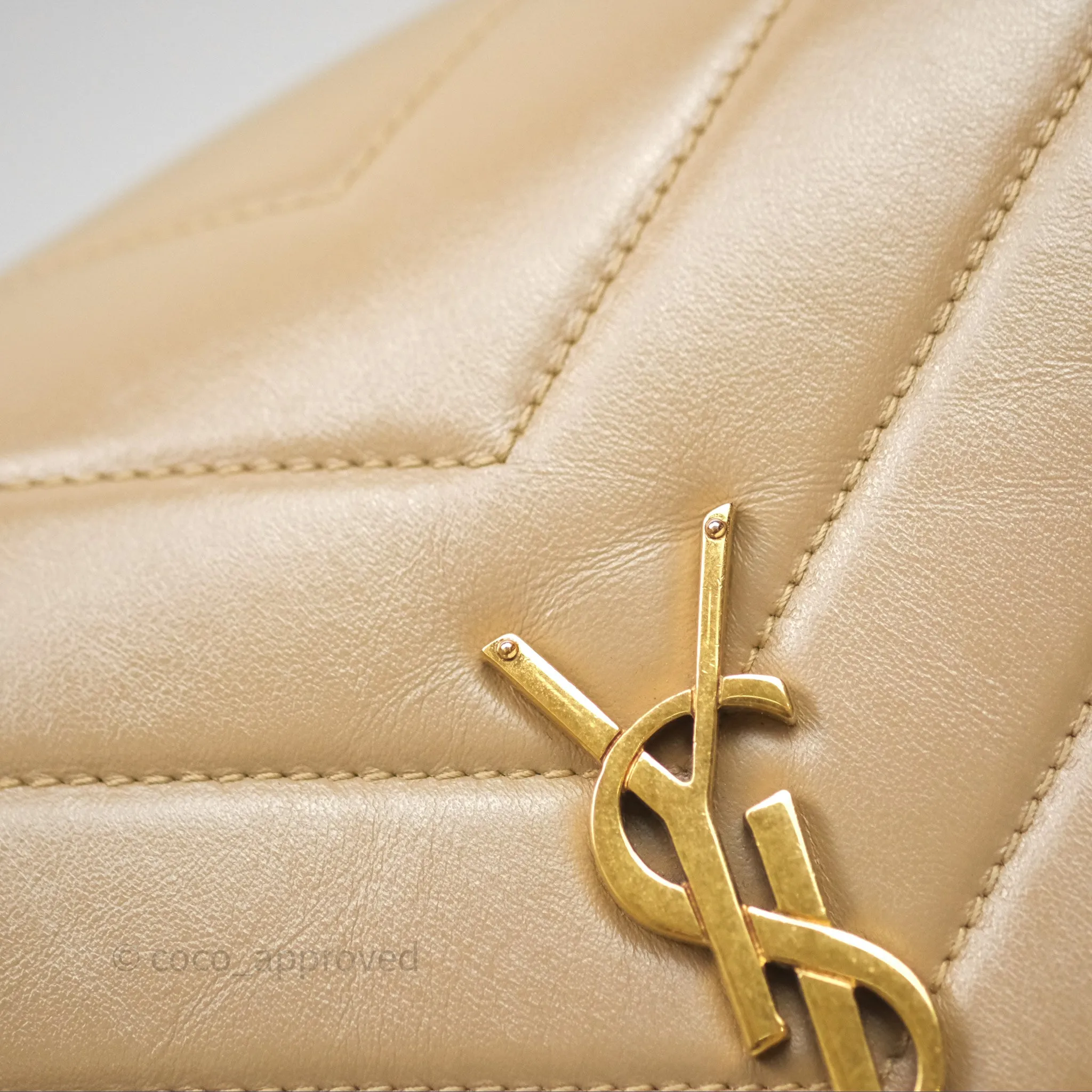 Saint Laurent Loulou Small Flap Bag Beige Gold Hardware