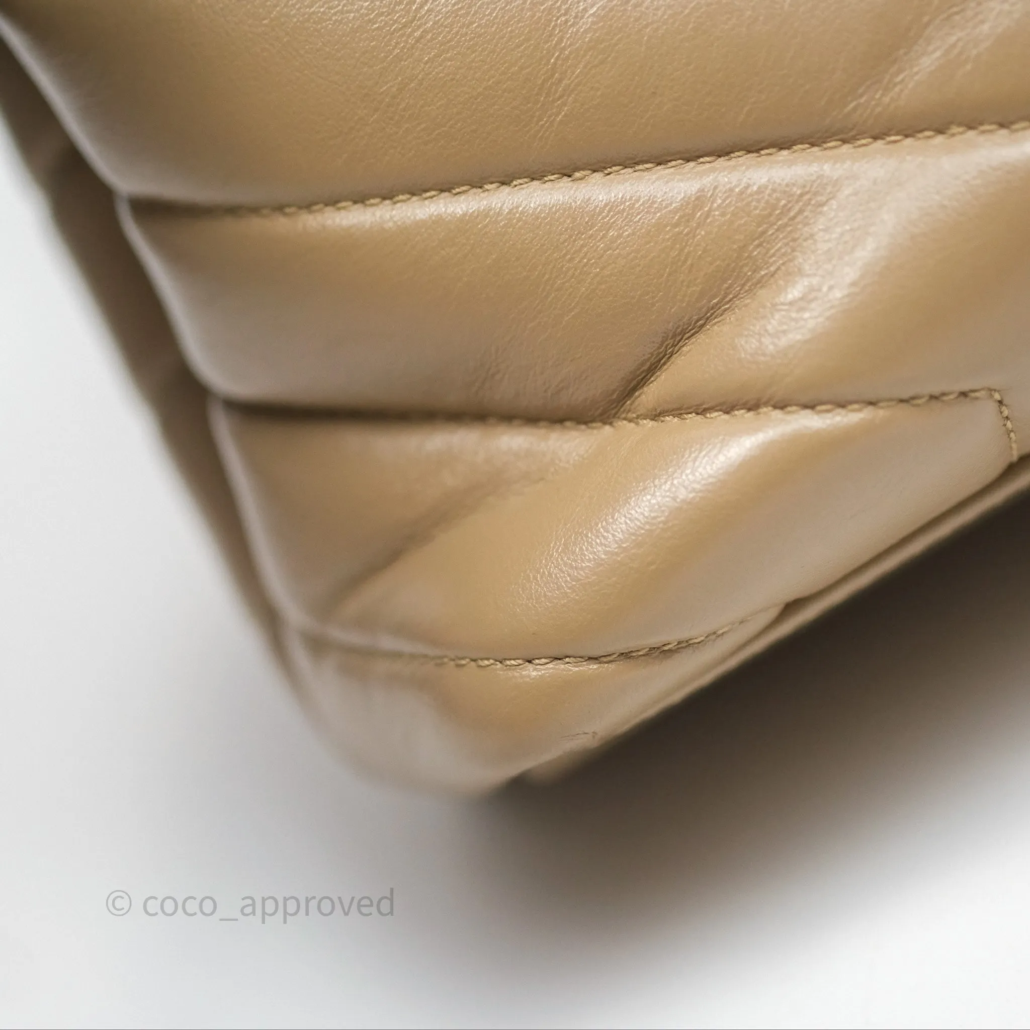 Saint Laurent Loulou Small Flap Bag Beige Gold Hardware