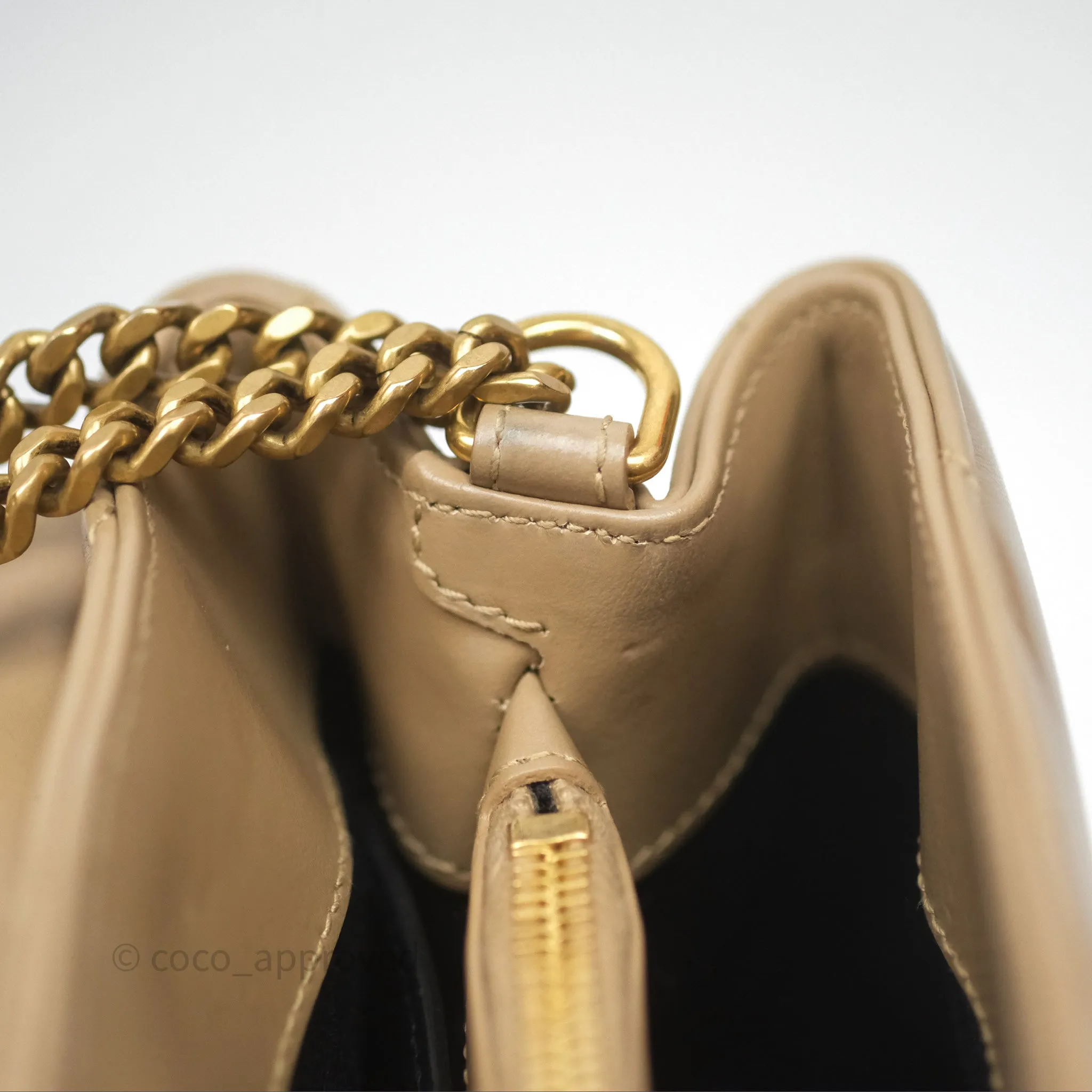 Saint Laurent Loulou Small Flap Bag Beige Gold Hardware