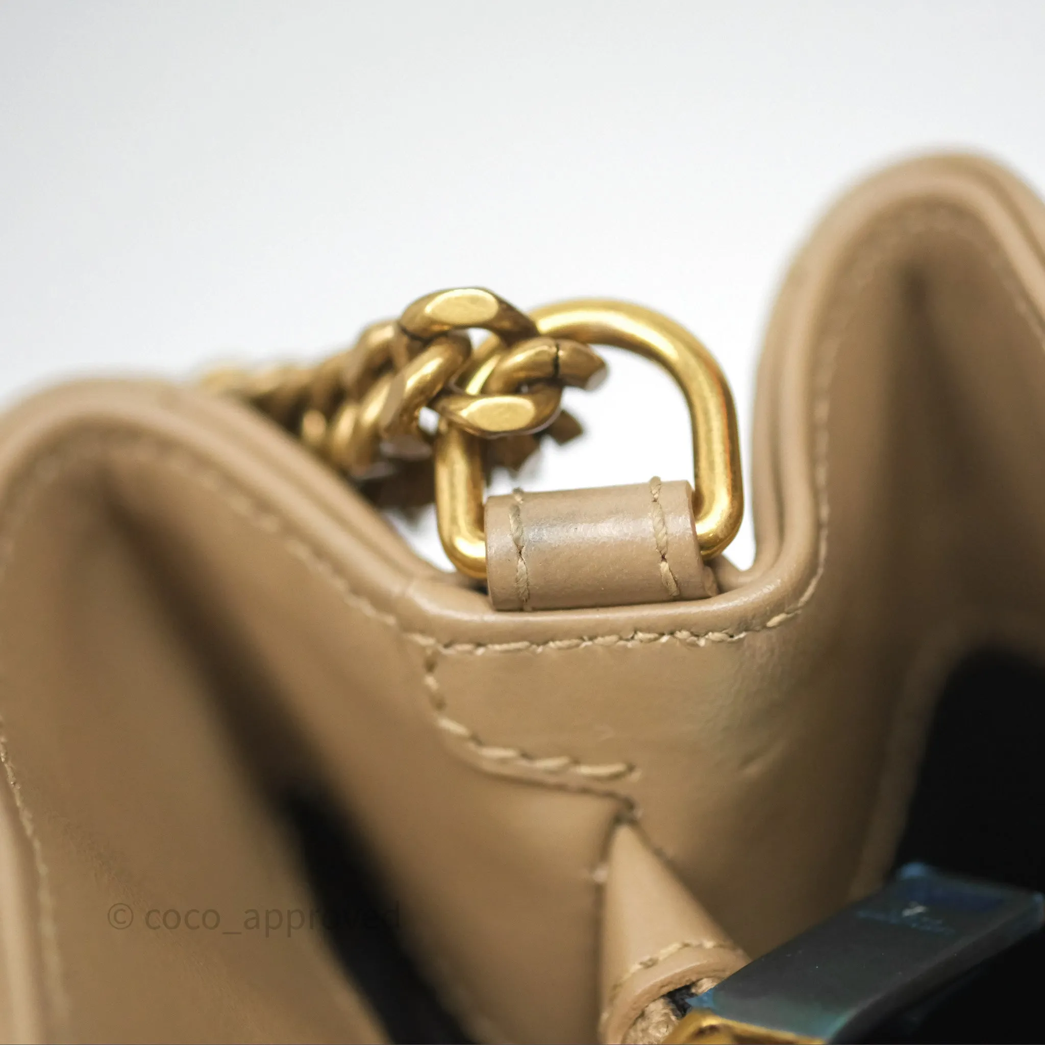Saint Laurent Loulou Small Flap Bag Beige Gold Hardware