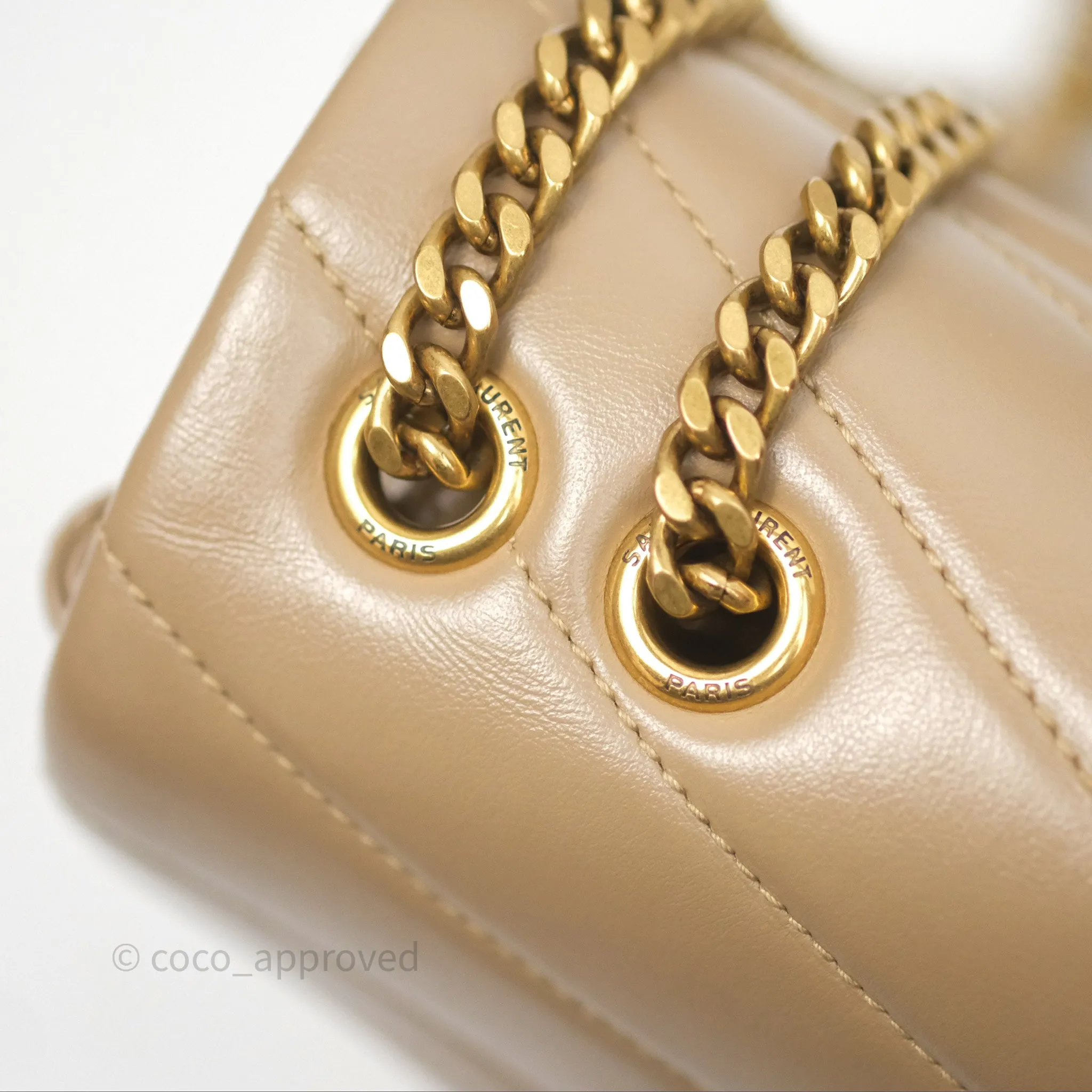 Saint Laurent Loulou Small Flap Bag Beige Gold Hardware