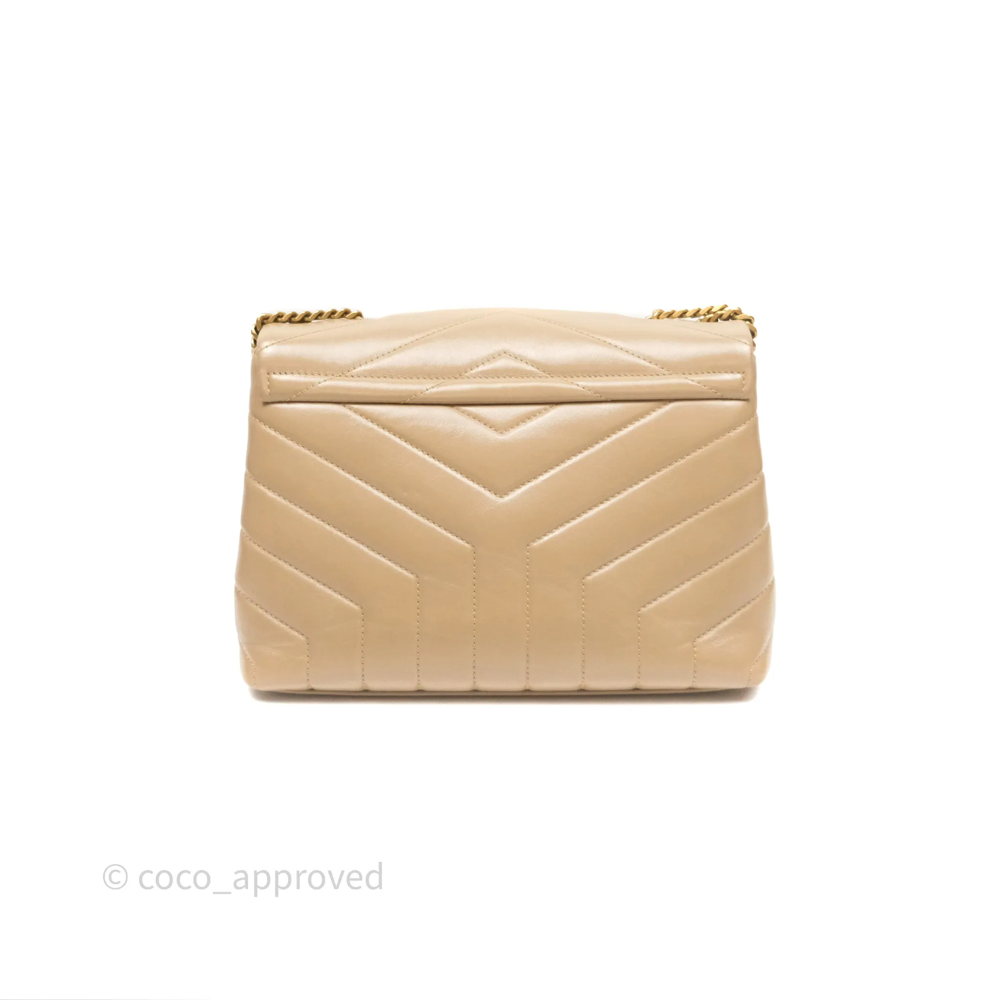 Saint Laurent Loulou Small Flap Bag Beige Gold Hardware