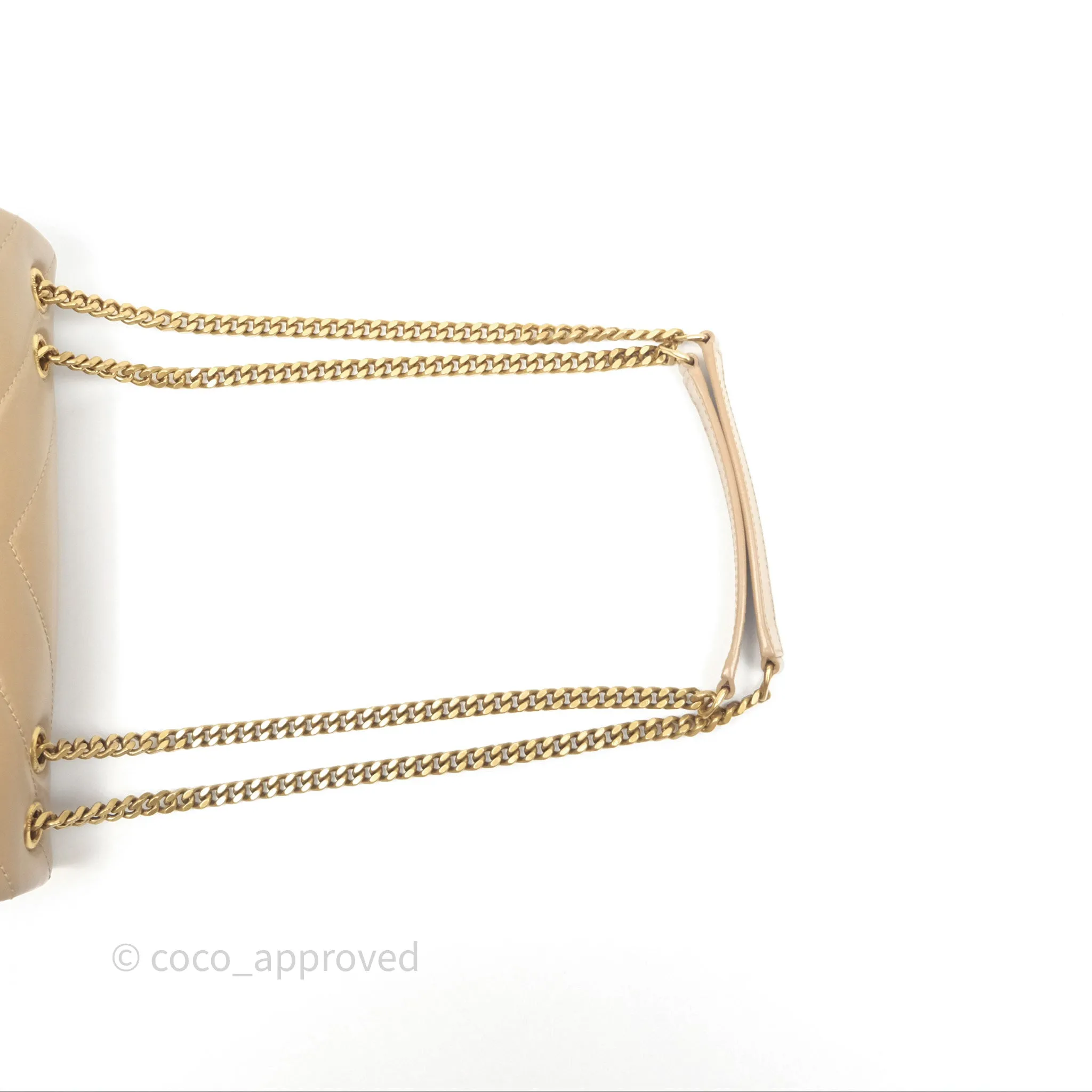 Saint Laurent Loulou Small Flap Bag Beige Gold Hardware