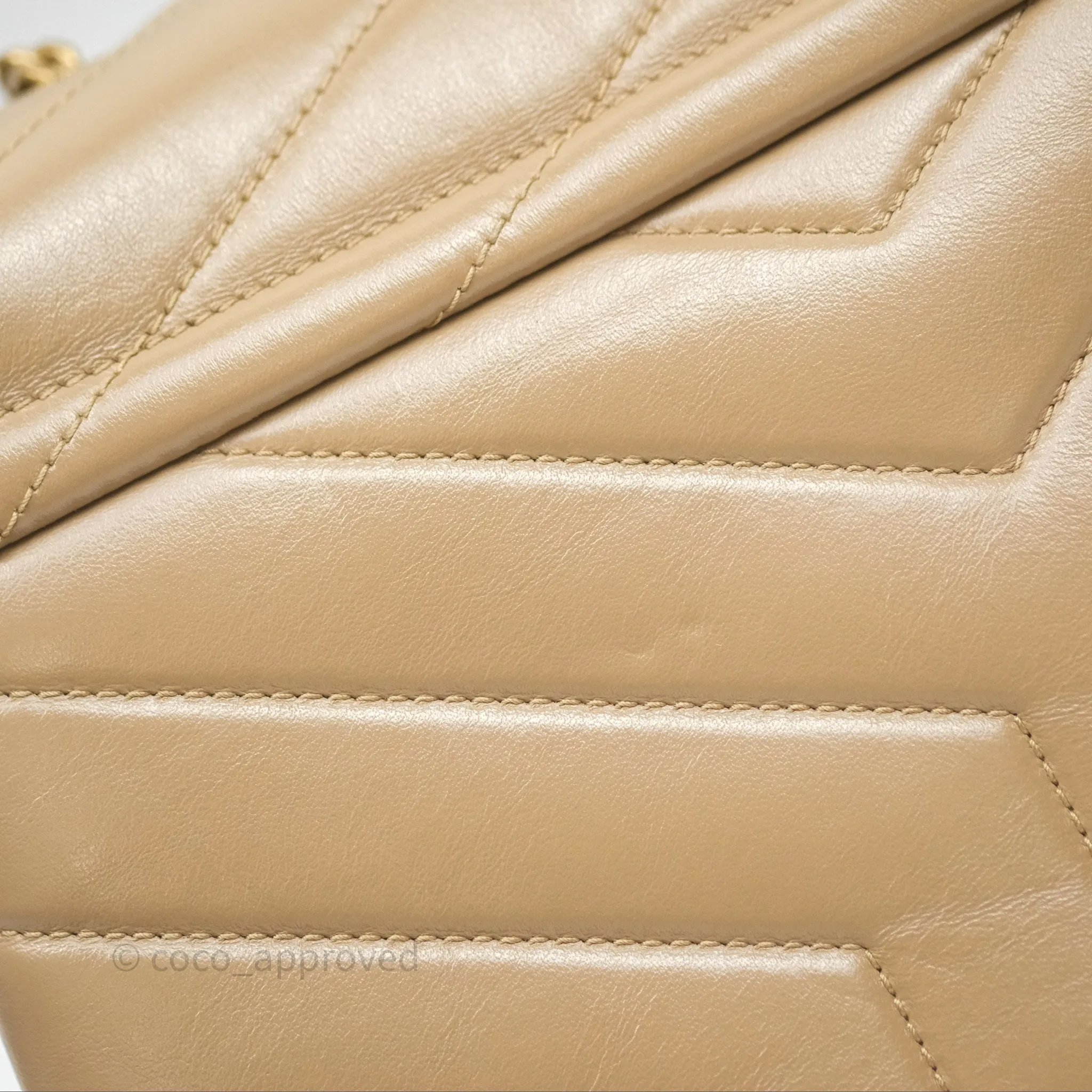 Saint Laurent Loulou Small Flap Bag Beige Gold Hardware