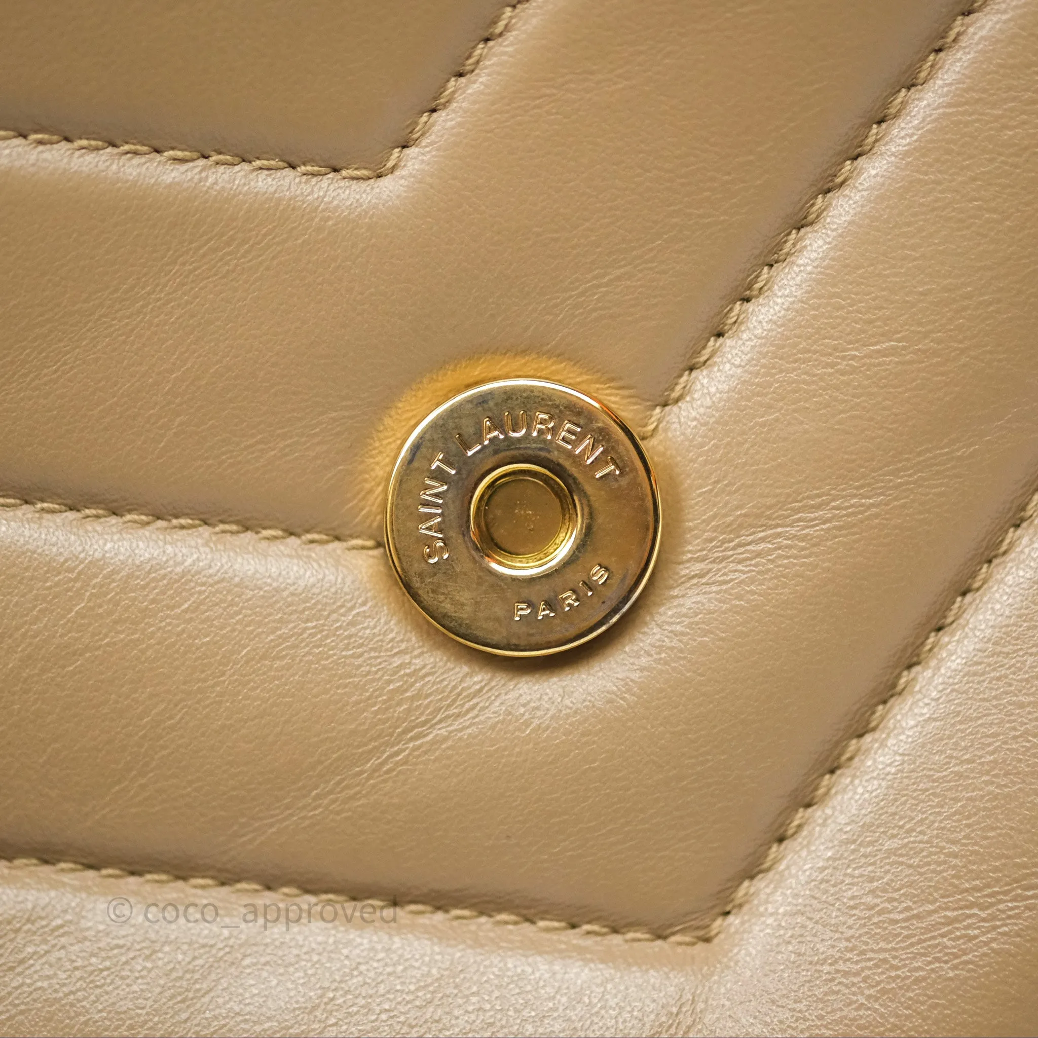Saint Laurent Loulou Small Flap Bag Beige Gold Hardware
