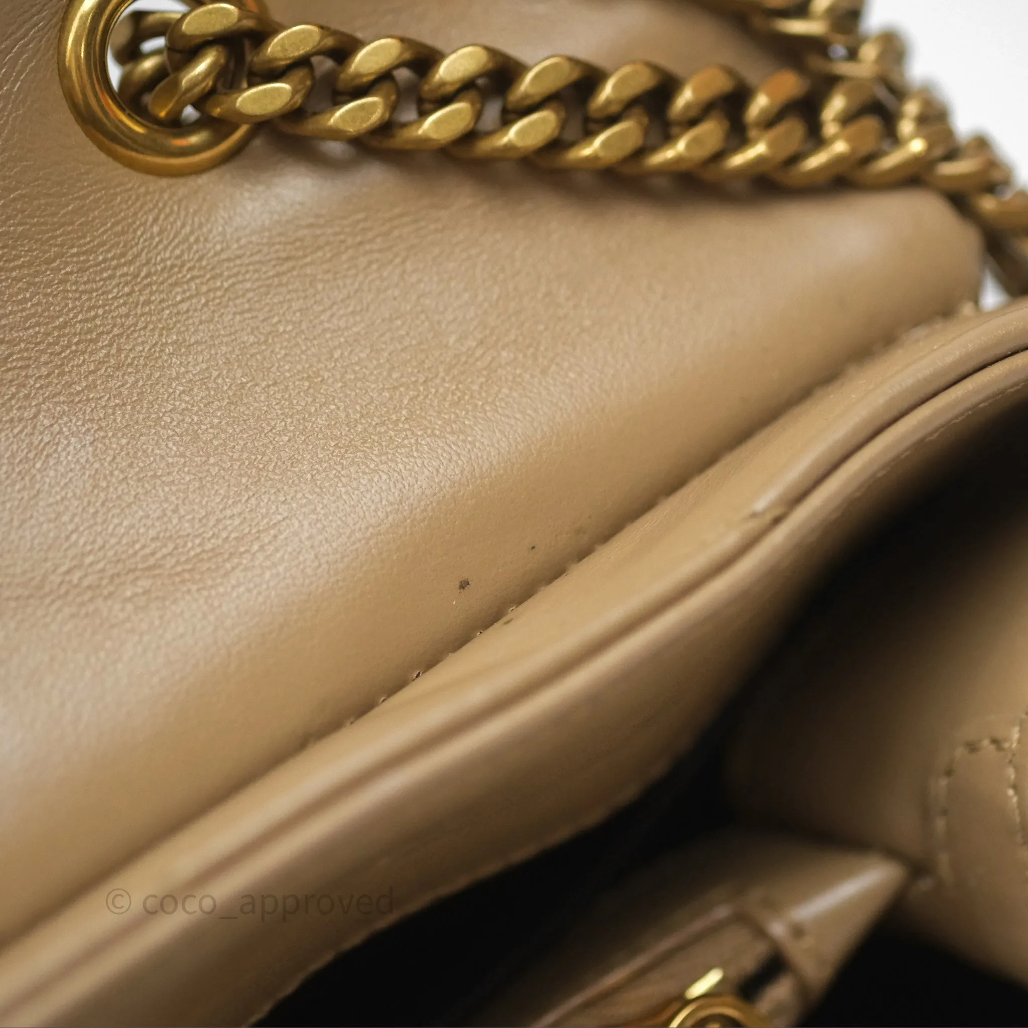 Saint Laurent Loulou Small Flap Bag Beige Gold Hardware