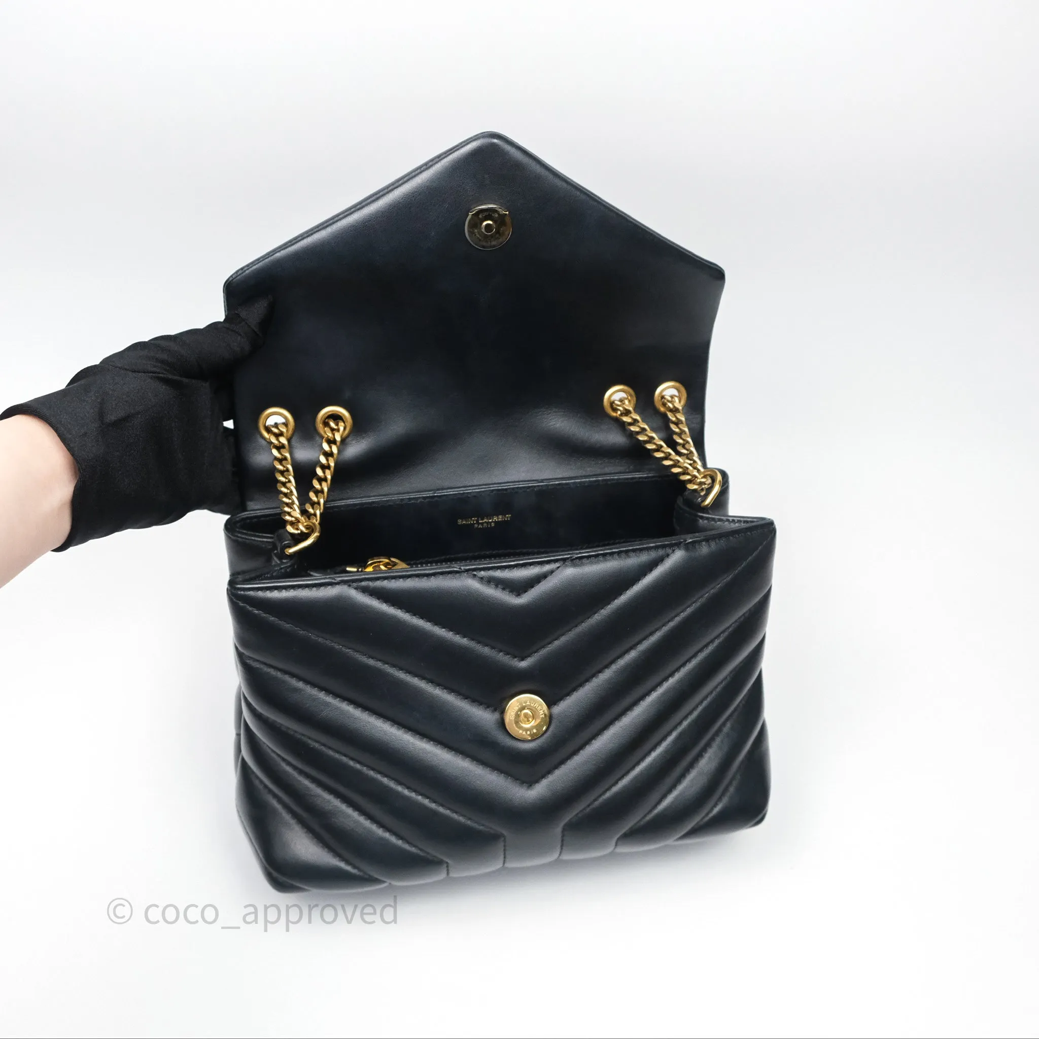 Saint Laurent Loulou Small Flap Bag Black Gold Hardware