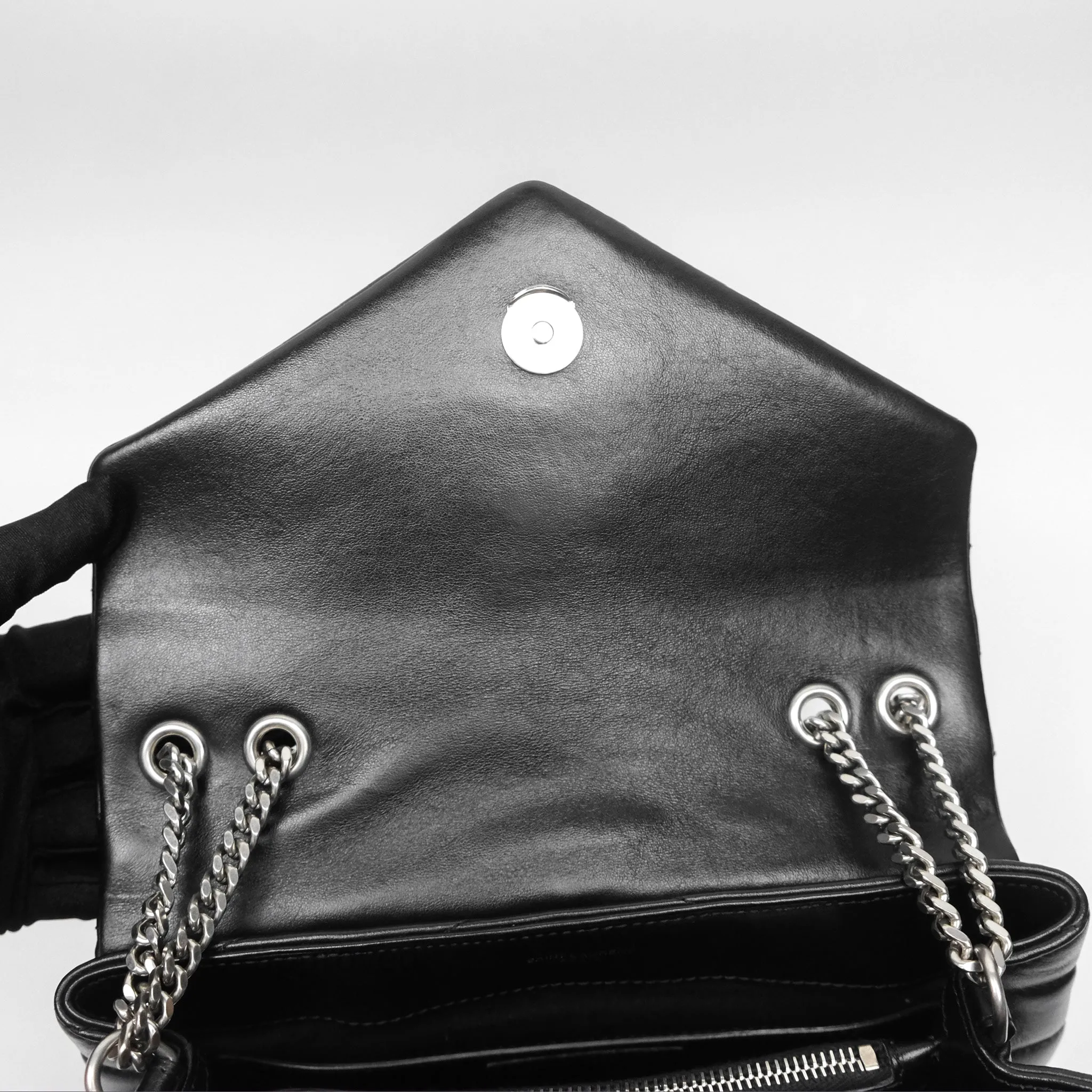 Saint Laurent Loulou Small Flap Bag Black Silver Hardware