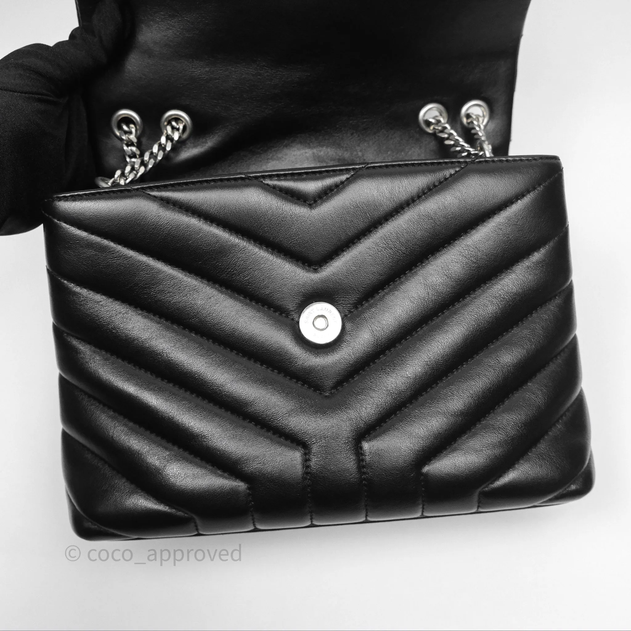Saint Laurent Loulou Small Flap Bag Black Silver Hardware