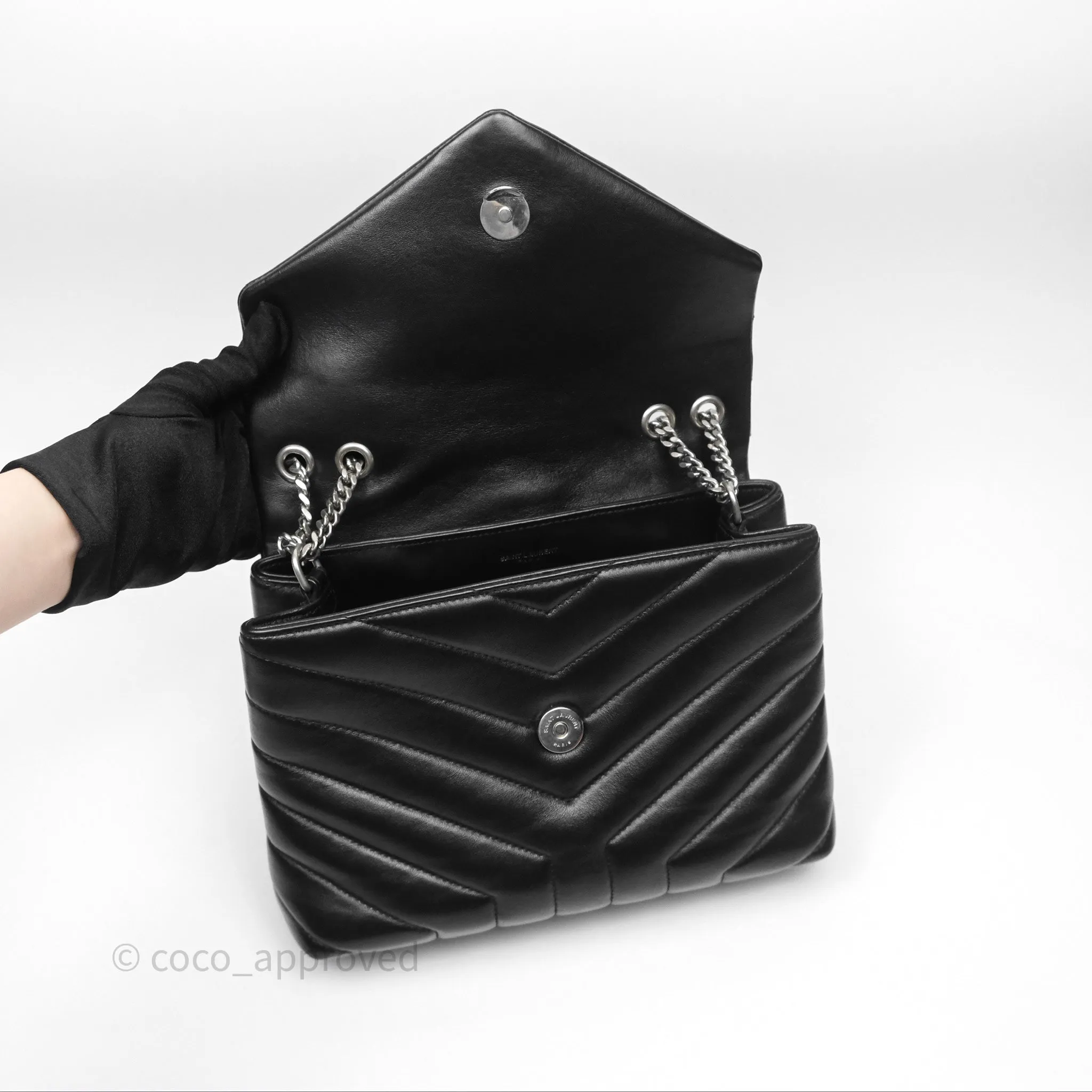 Saint Laurent Loulou Small Flap Bag Black Silver Hardware