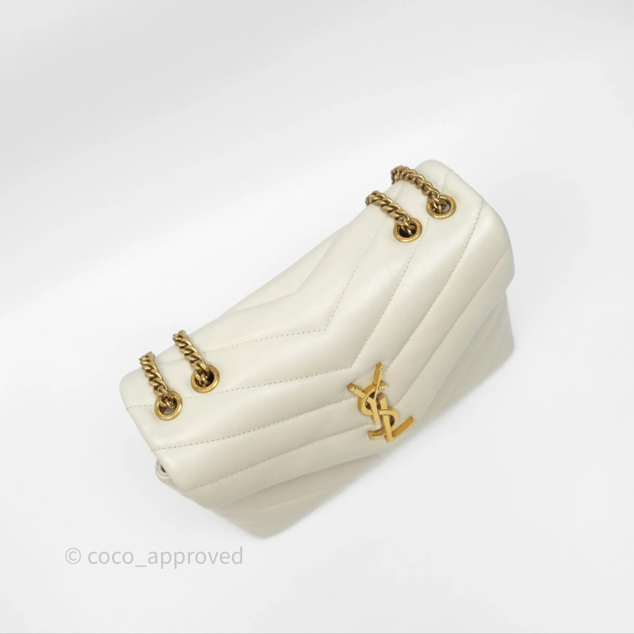 Saint Laurent Loulou Small Flap Bag Ivory Light Beige Gold Hardware