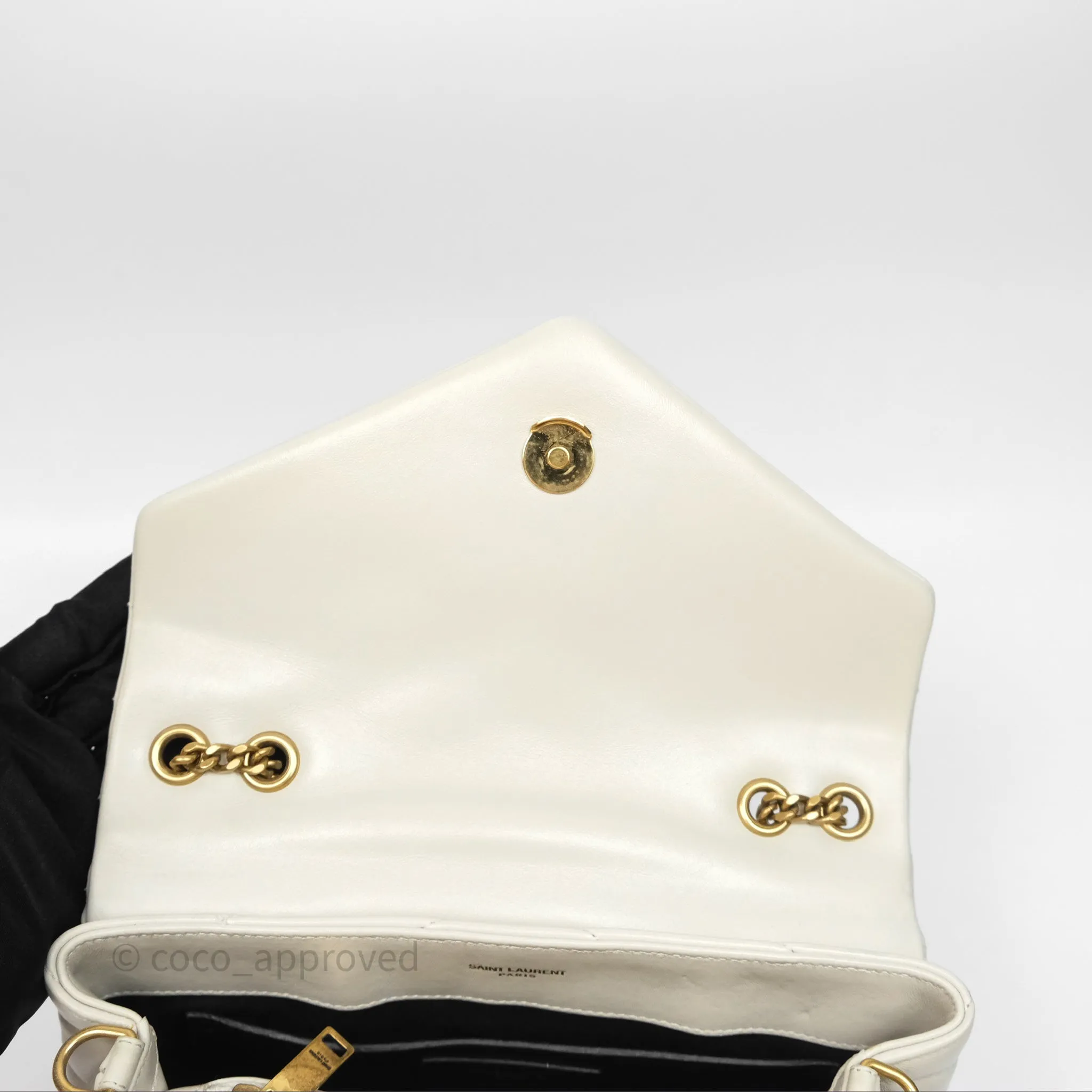 Saint Laurent Loulou Small Flap Bag Ivory Light Beige Gold Hardware