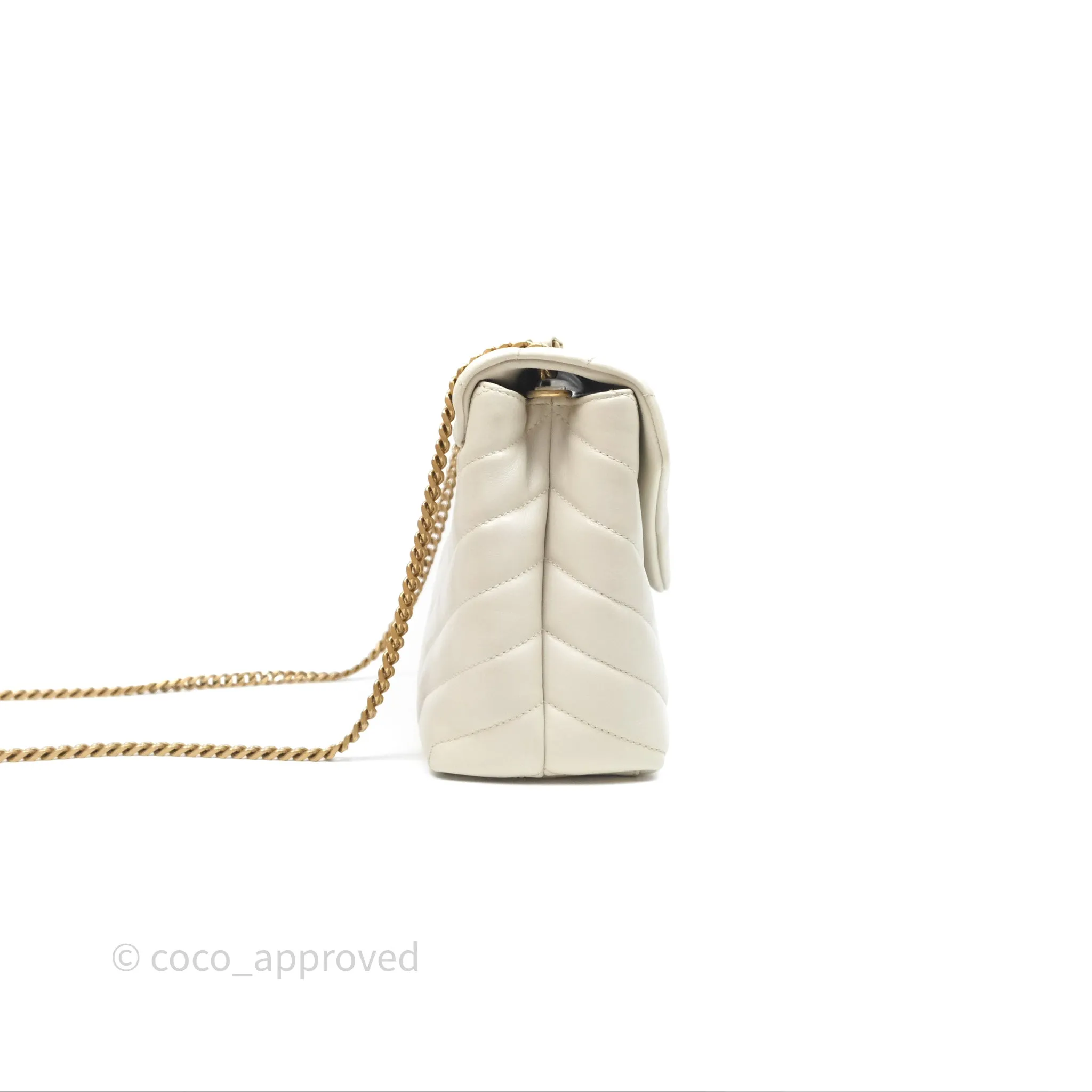 Saint Laurent Loulou Small Flap Bag Ivory Light Beige Gold Hardware