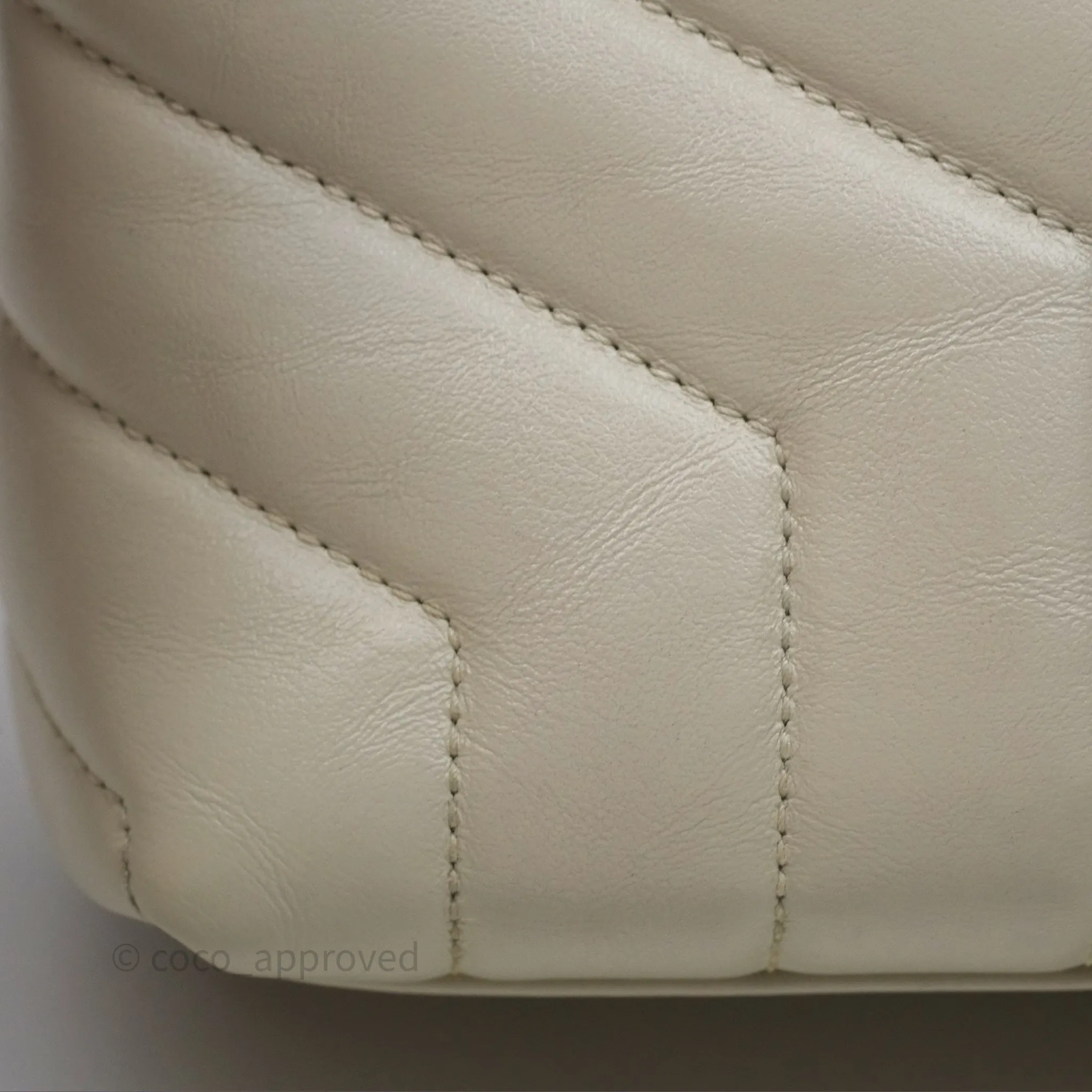 Saint Laurent Loulou Small Flap Bag Ivory Light Beige Gold Hardware