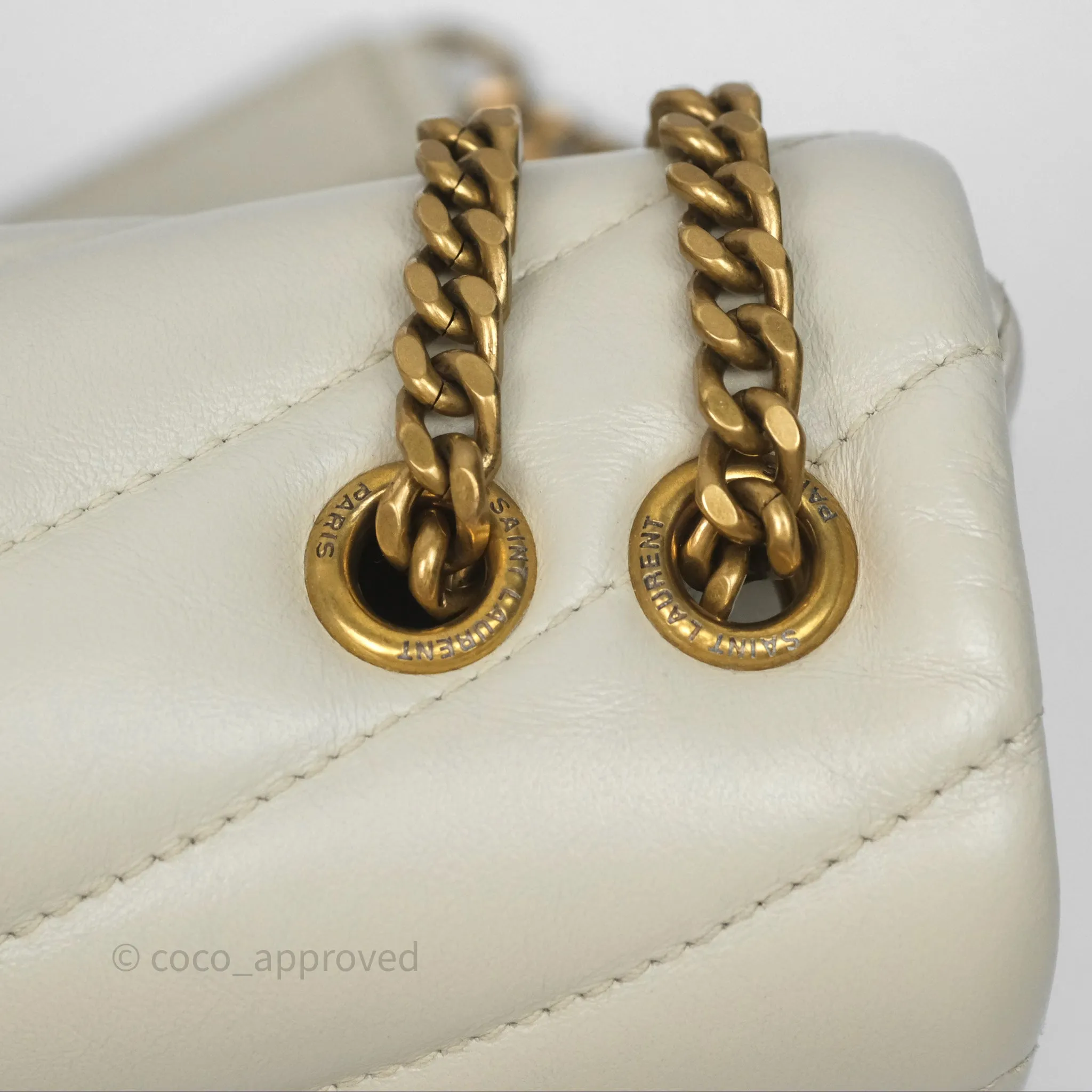 Saint Laurent Loulou Small Flap Bag Ivory Light Beige Gold Hardware