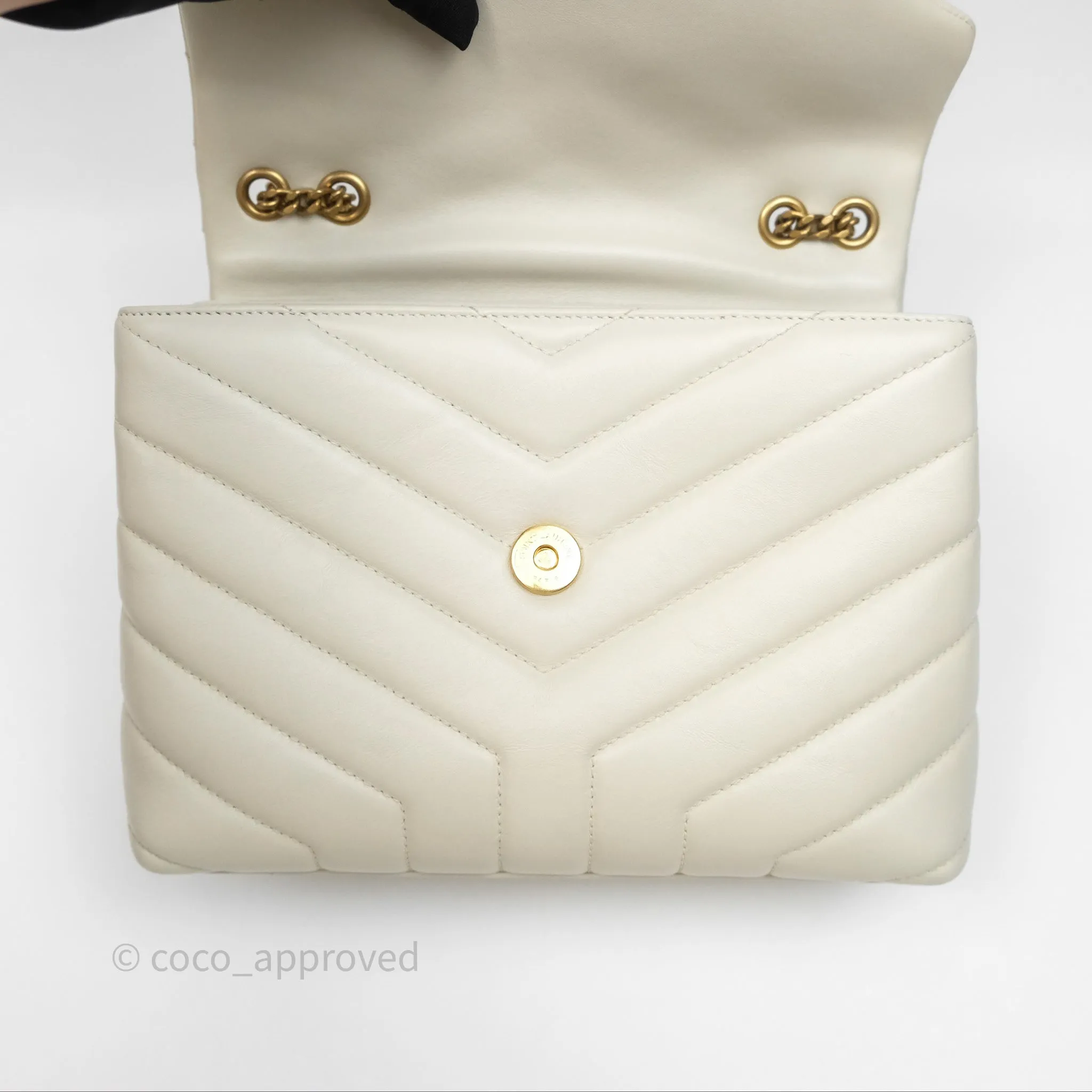 Saint Laurent Loulou Small Flap Bag Ivory Light Beige Gold Hardware
