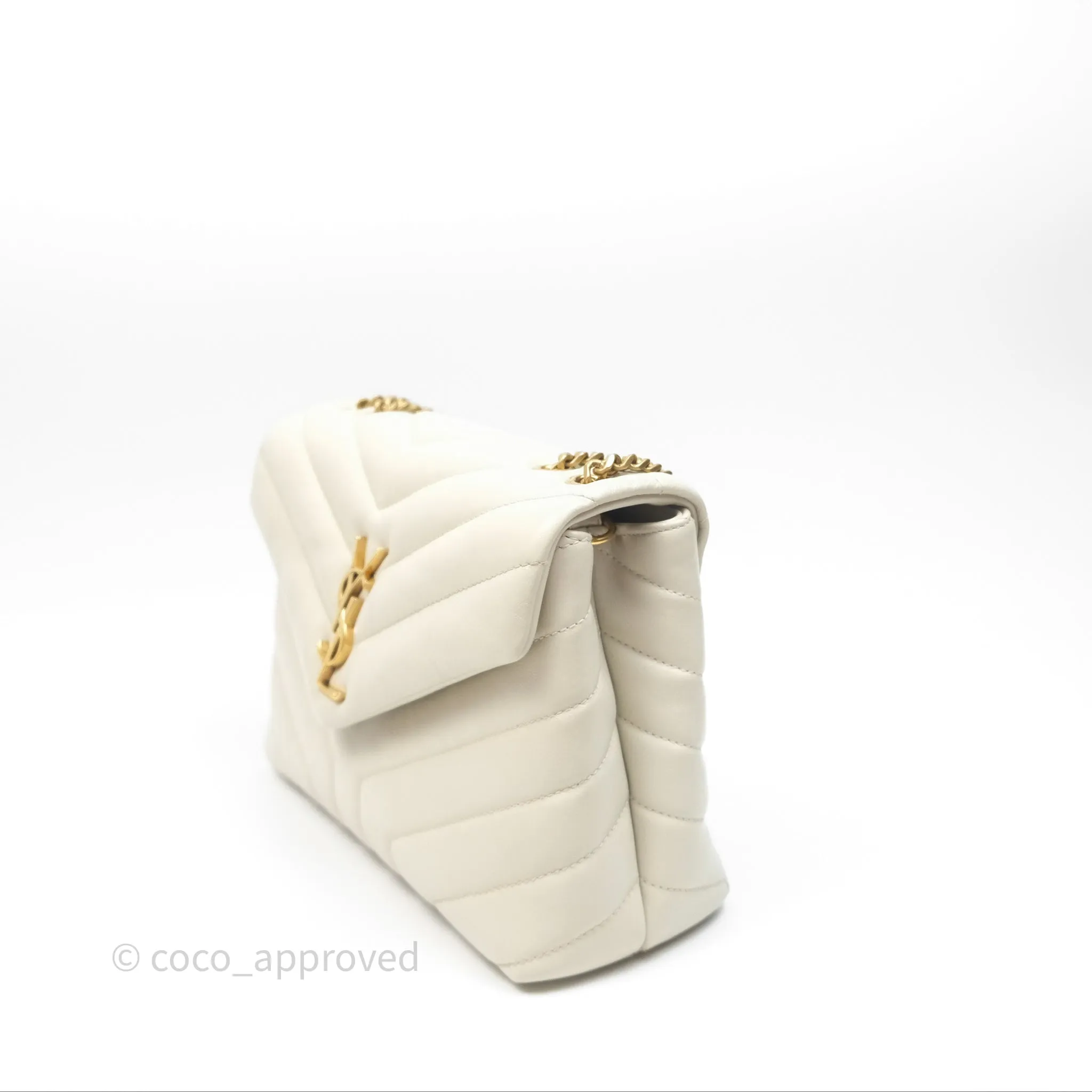 Saint Laurent Loulou Small Flap Bag Ivory Light Beige Gold Hardware