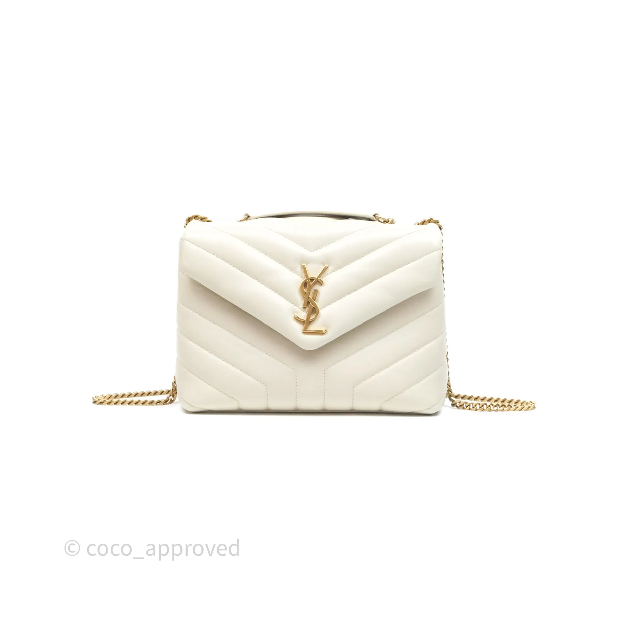 Saint Laurent Loulou Small Flap Bag Ivory Light Beige Gold Hardware
