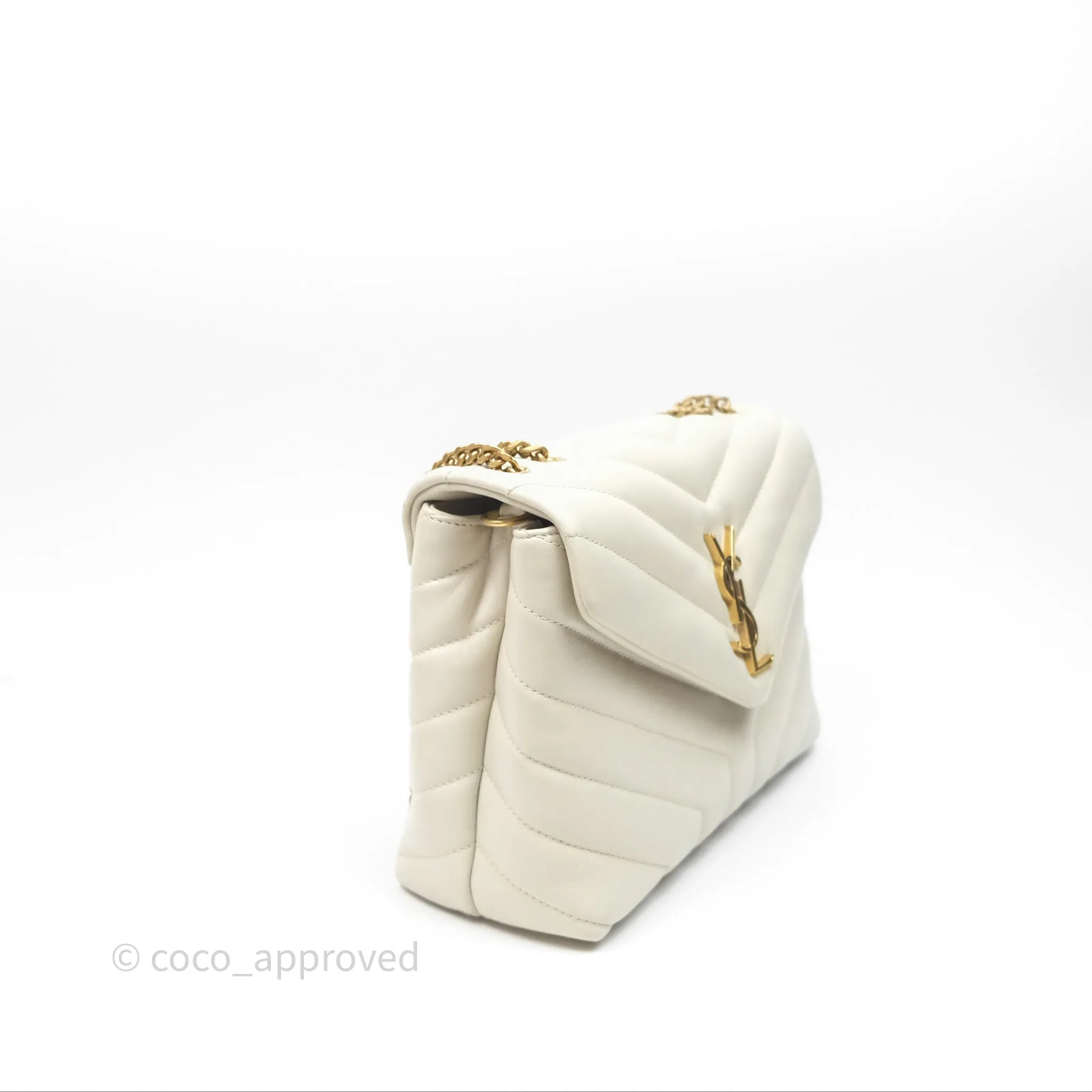 Saint Laurent Loulou Small Flap Bag Ivory Light Beige Gold Hardware