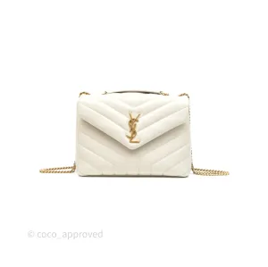Saint Laurent Loulou Small Flap Bag Ivory Light Beige Gold Hardware