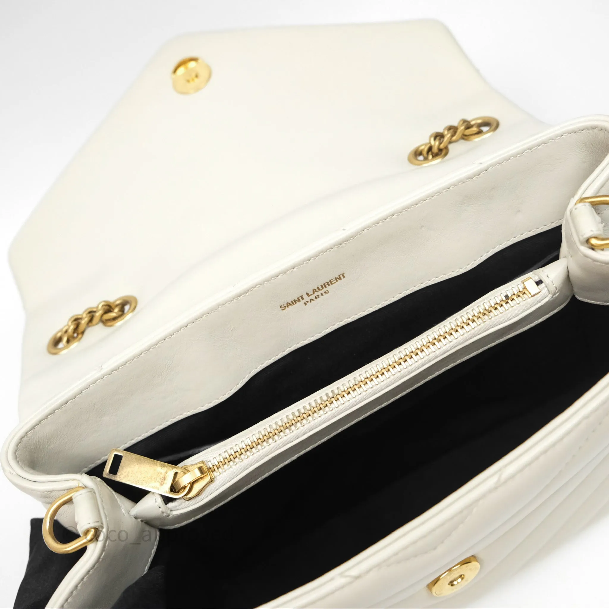 Saint Laurent Loulou Small Flap Bag Ivory Light Beige Gold Hardware
