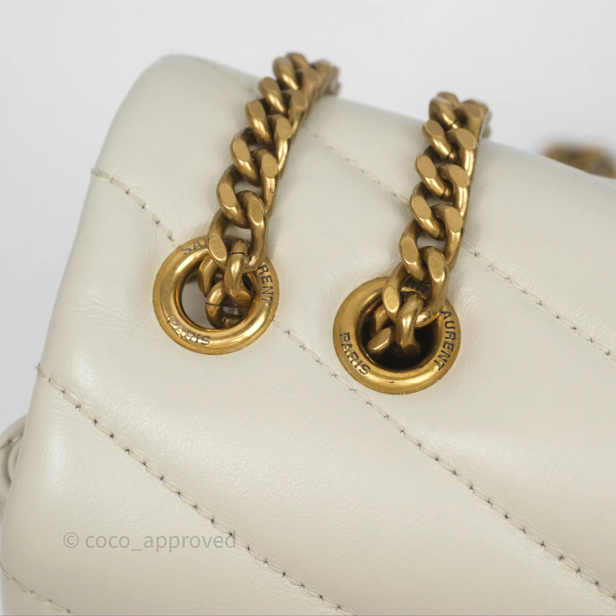 Saint Laurent Loulou Small Flap Bag Ivory Light Beige Gold Hardware