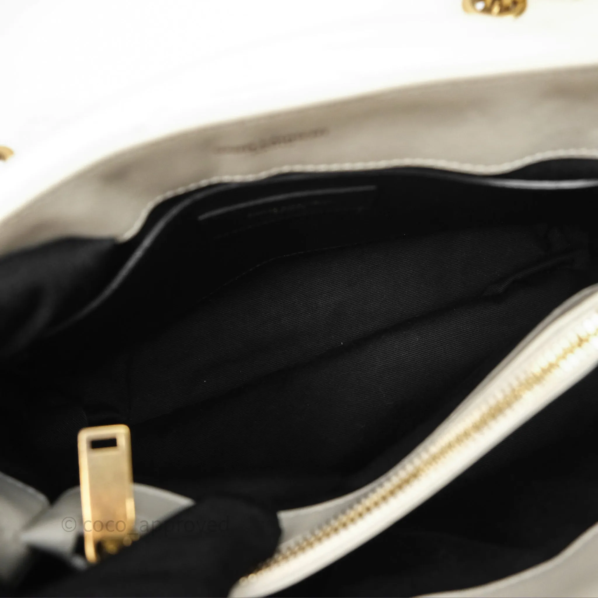 Saint Laurent Loulou Small Flap Bag Ivory Light Beige Gold Hardware
