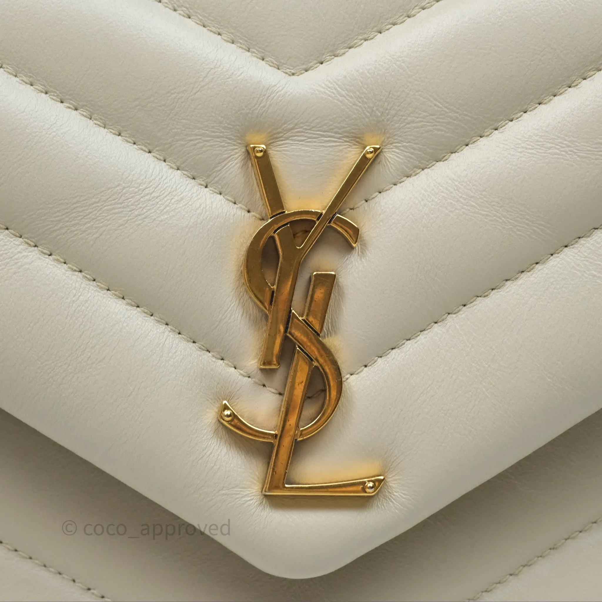 Saint Laurent Loulou Small Flap Bag Ivory Light Beige Gold Hardware