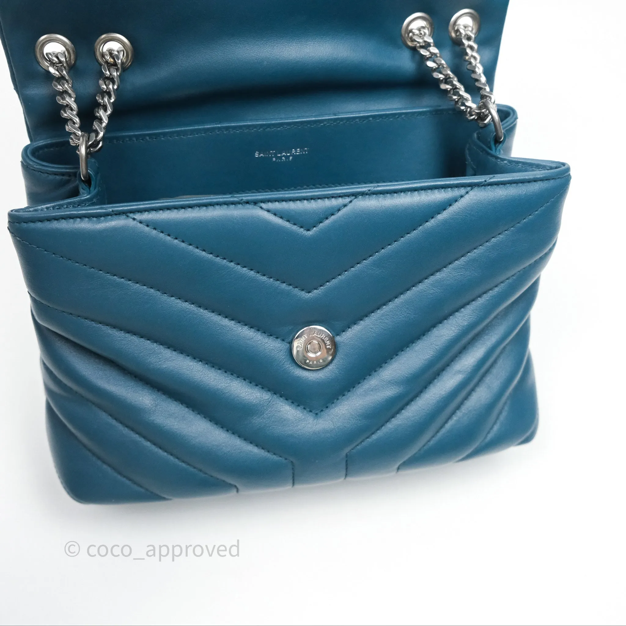 Saint Laurent Loulou Small Flap Bag Turquoise Blue Ruthenum Hardware