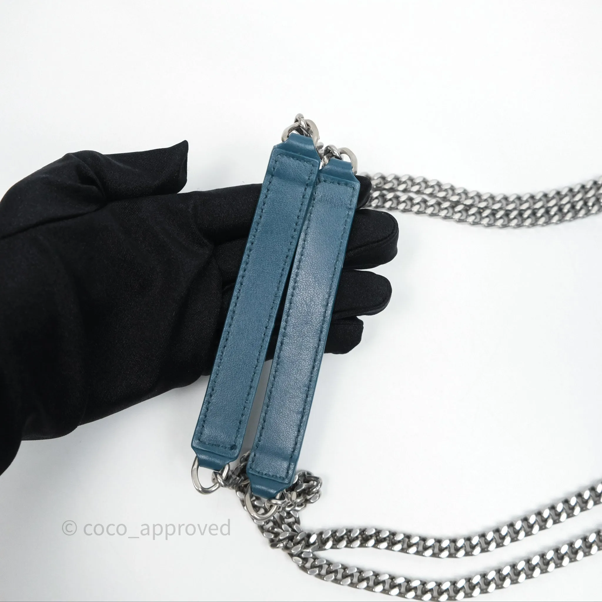 Saint Laurent Loulou Small Flap Bag Turquoise Blue Ruthenum Hardware