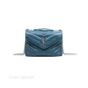 Saint Laurent Loulou Small Flap Bag Turquoise Blue Ruthenum Hardware