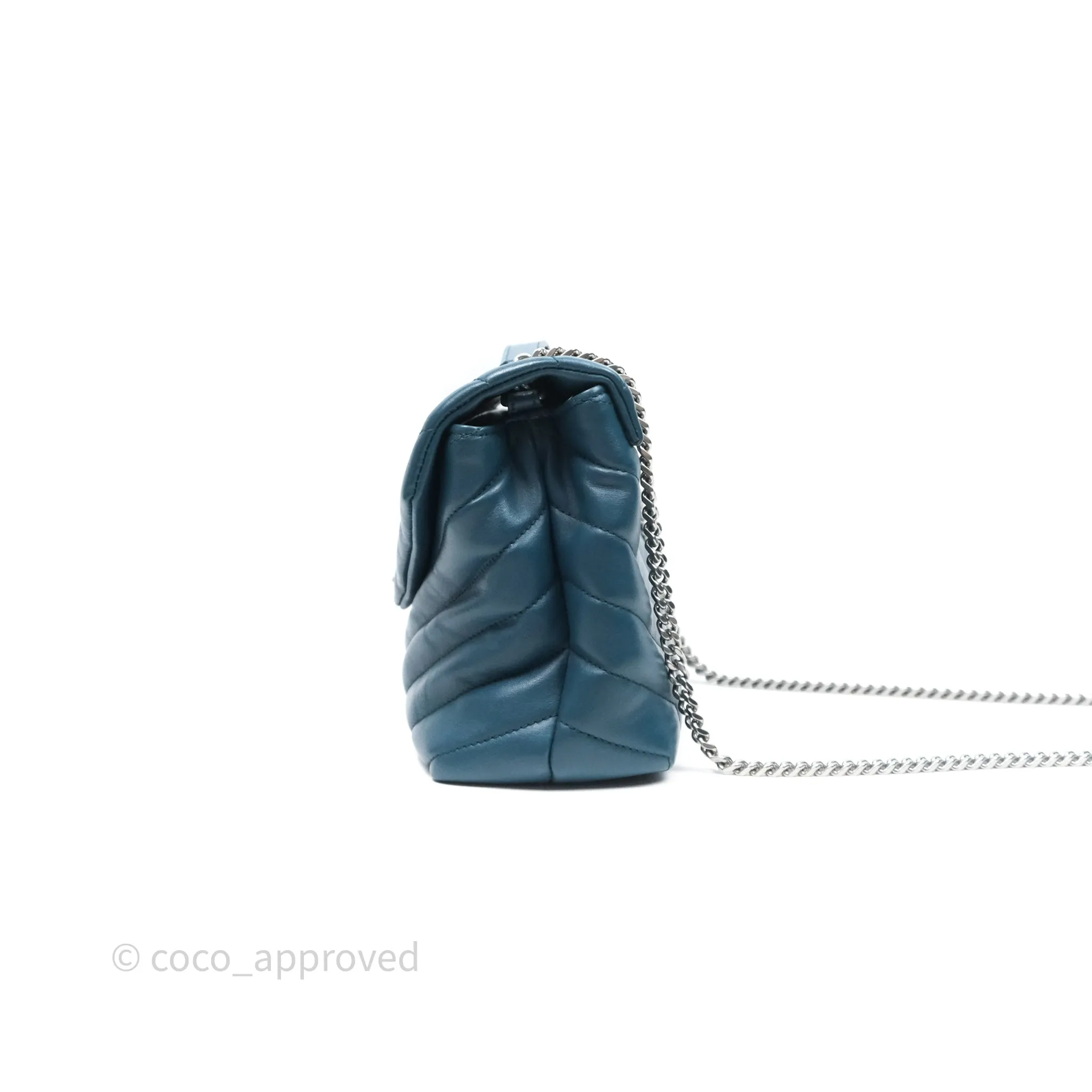 Saint Laurent Loulou Small Flap Bag Turquoise Blue Ruthenum Hardware