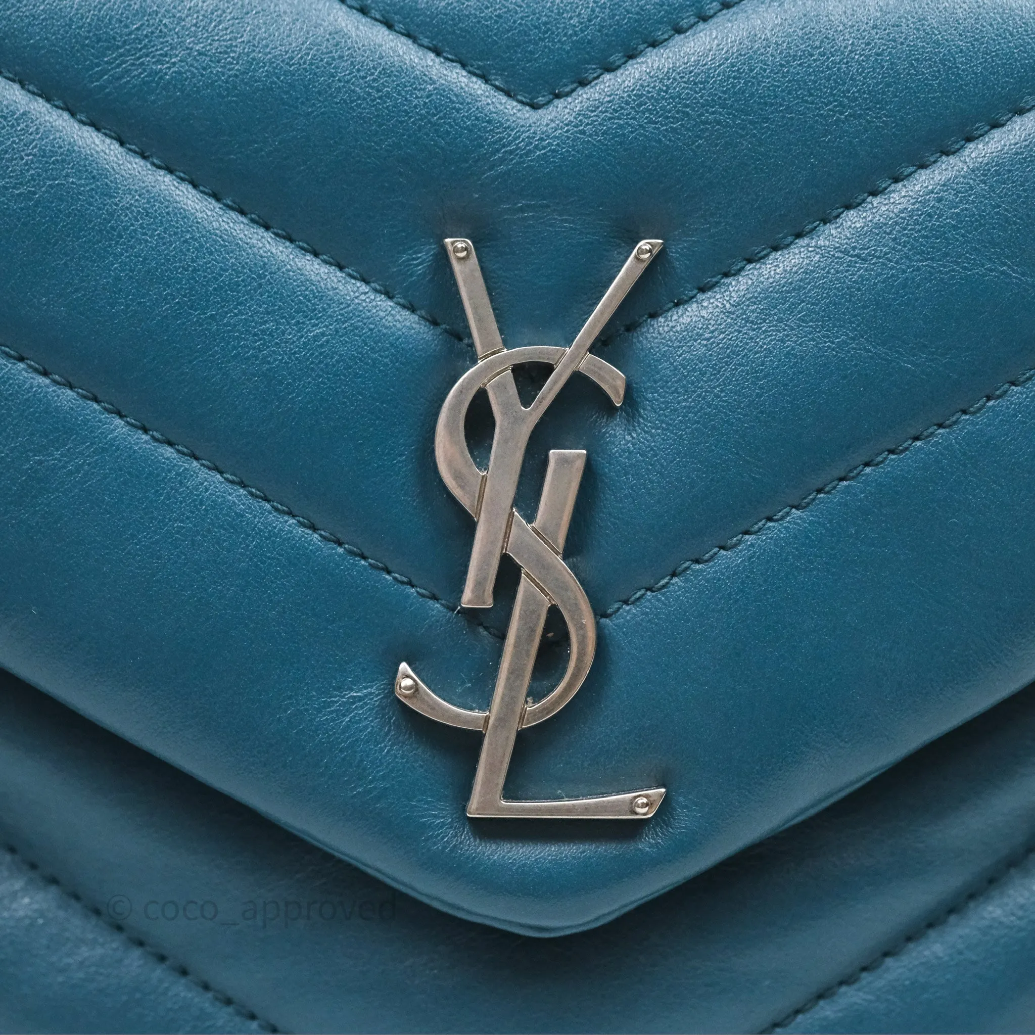 Saint Laurent Loulou Small Flap Bag Turquoise Blue Ruthenum Hardware