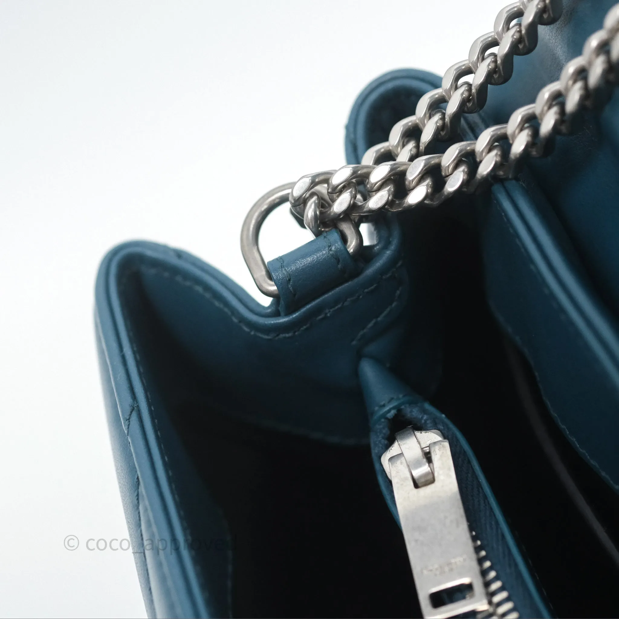 Saint Laurent Loulou Small Flap Bag Turquoise Blue Ruthenum Hardware
